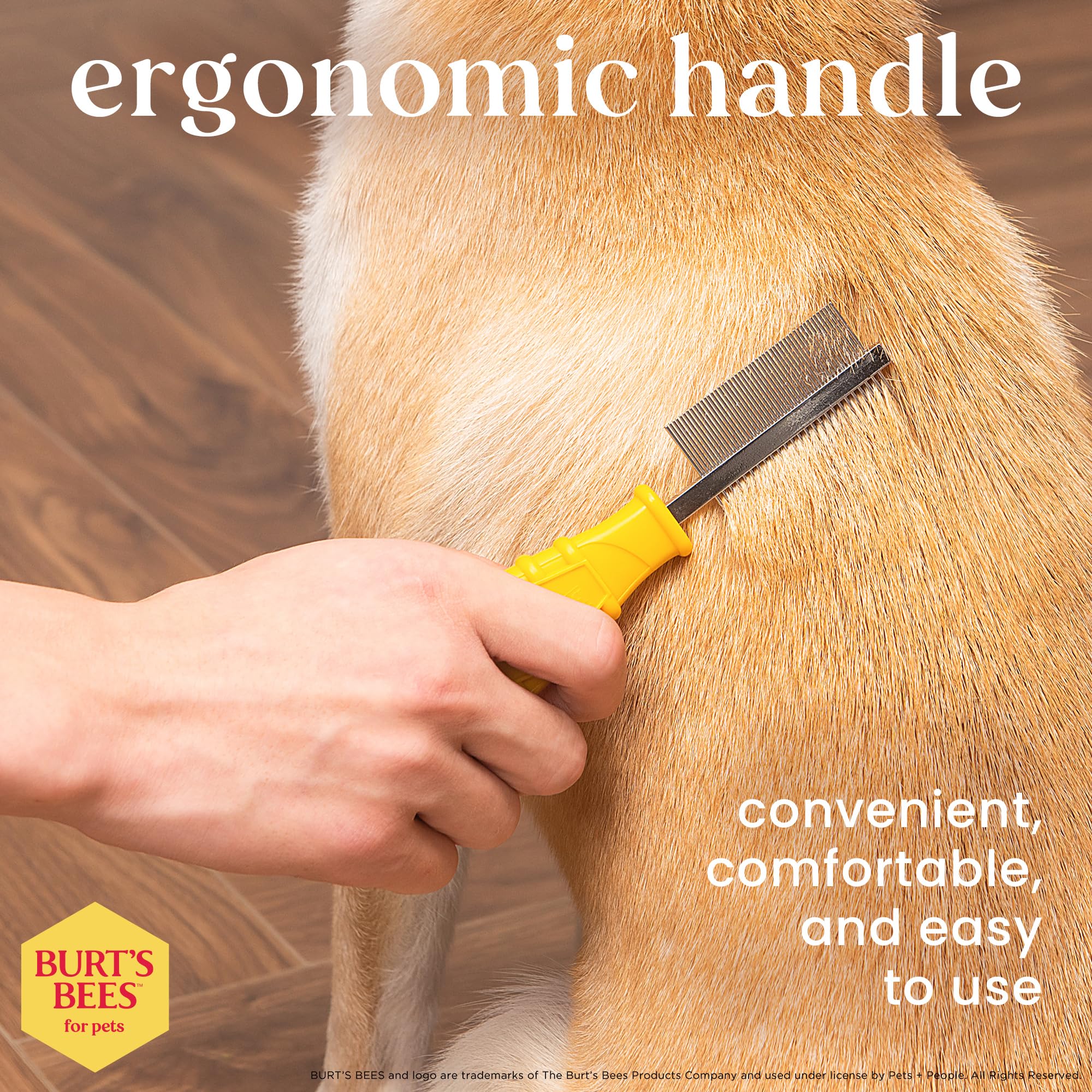 Burt'S Bees For Pets Dual Sided Grooming Comb With Handle From Recycled Plastics | 2-In-1 Tool For Pet Grooming And Flea Removal