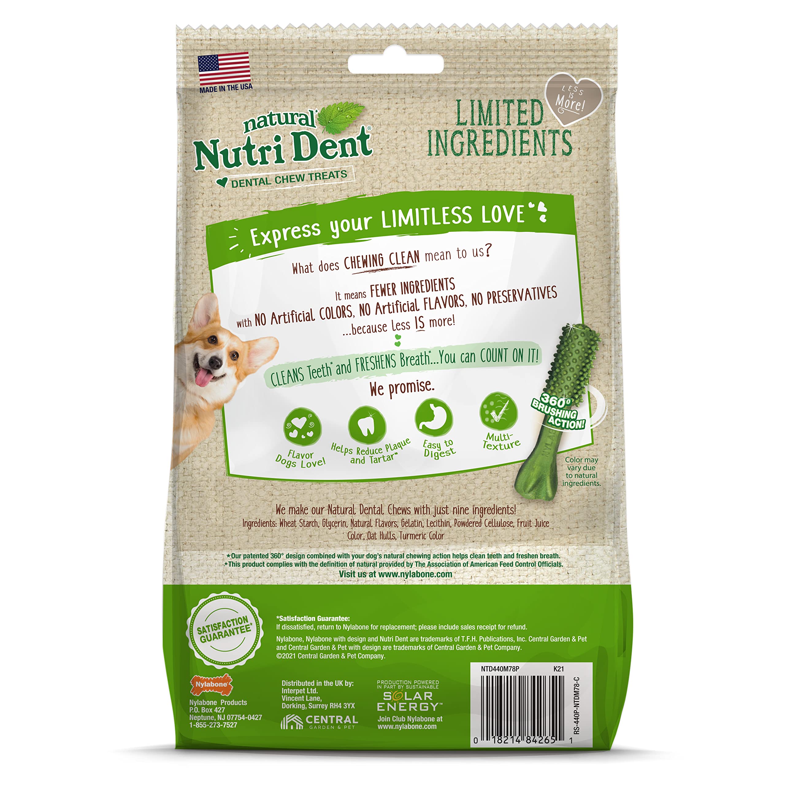 Nylabone Nutri Dent Natural Dental Fresh Breath Flavored Chew Treats Mini (78 Count)