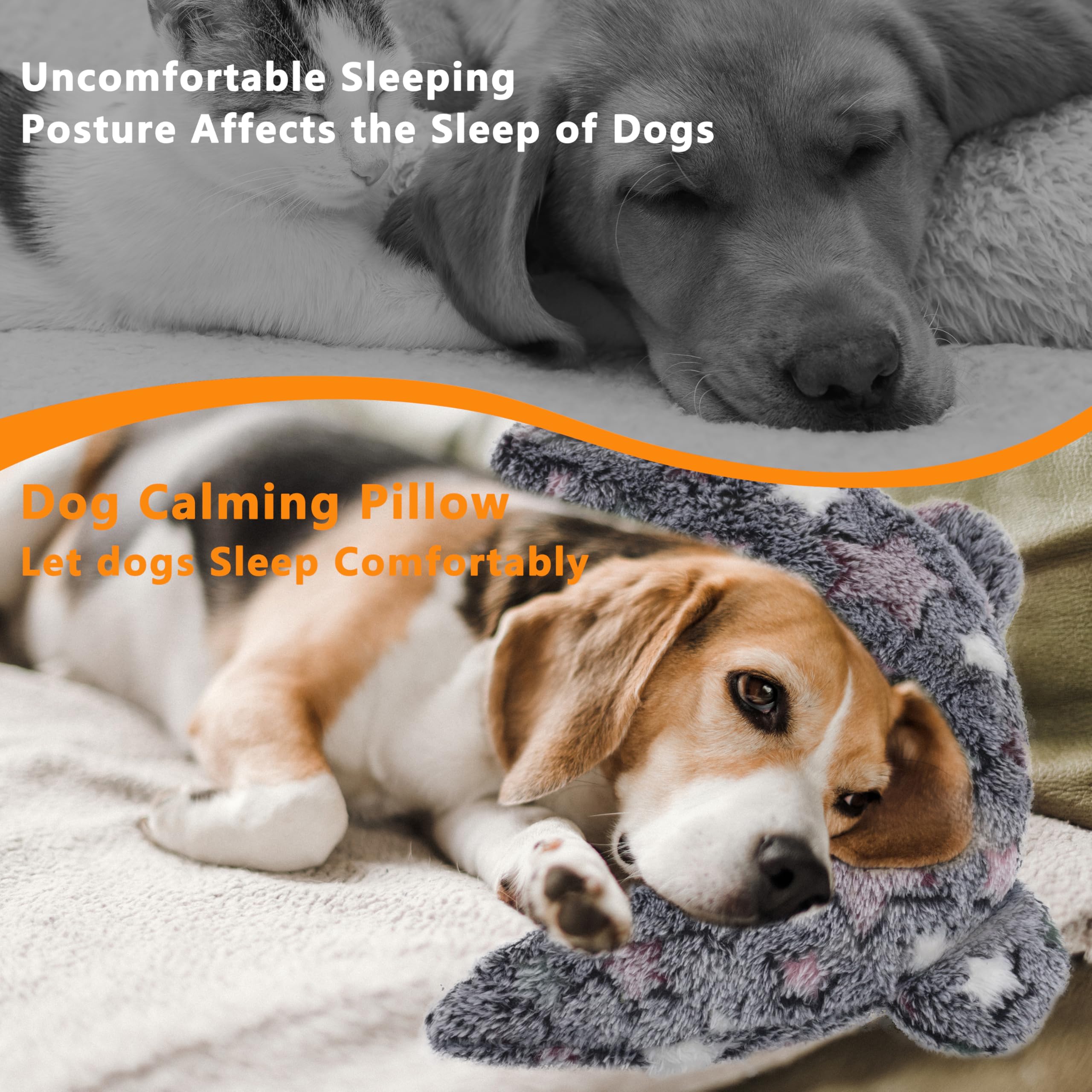 Maiiu Pet Calming Pillow For Dogs, Soft U-Shaped Pillow, Joint Relief, Sleep Comfortably, Suit For Small, Medium, Large Dogs, Fl