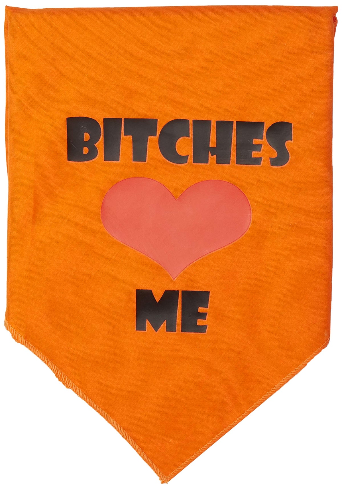 Pet and Dog Bandana Screen Printed, &quot;Bitches Love Me&quot; Orange Large