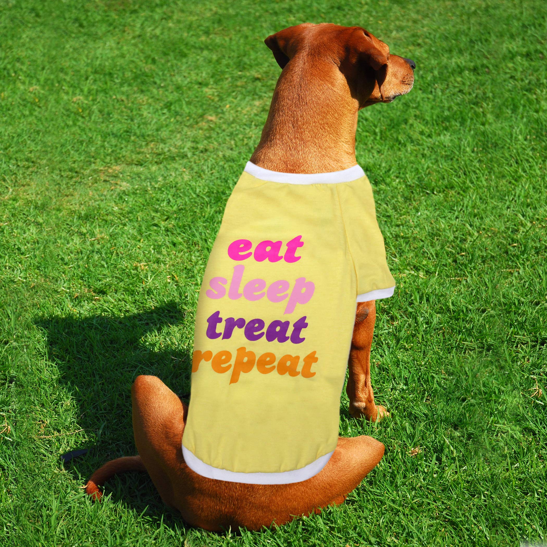 Laur Diy Pet Tee Shirt - Eat Sleep Treat Repeat - Laurdiy Dog Shirt, Large