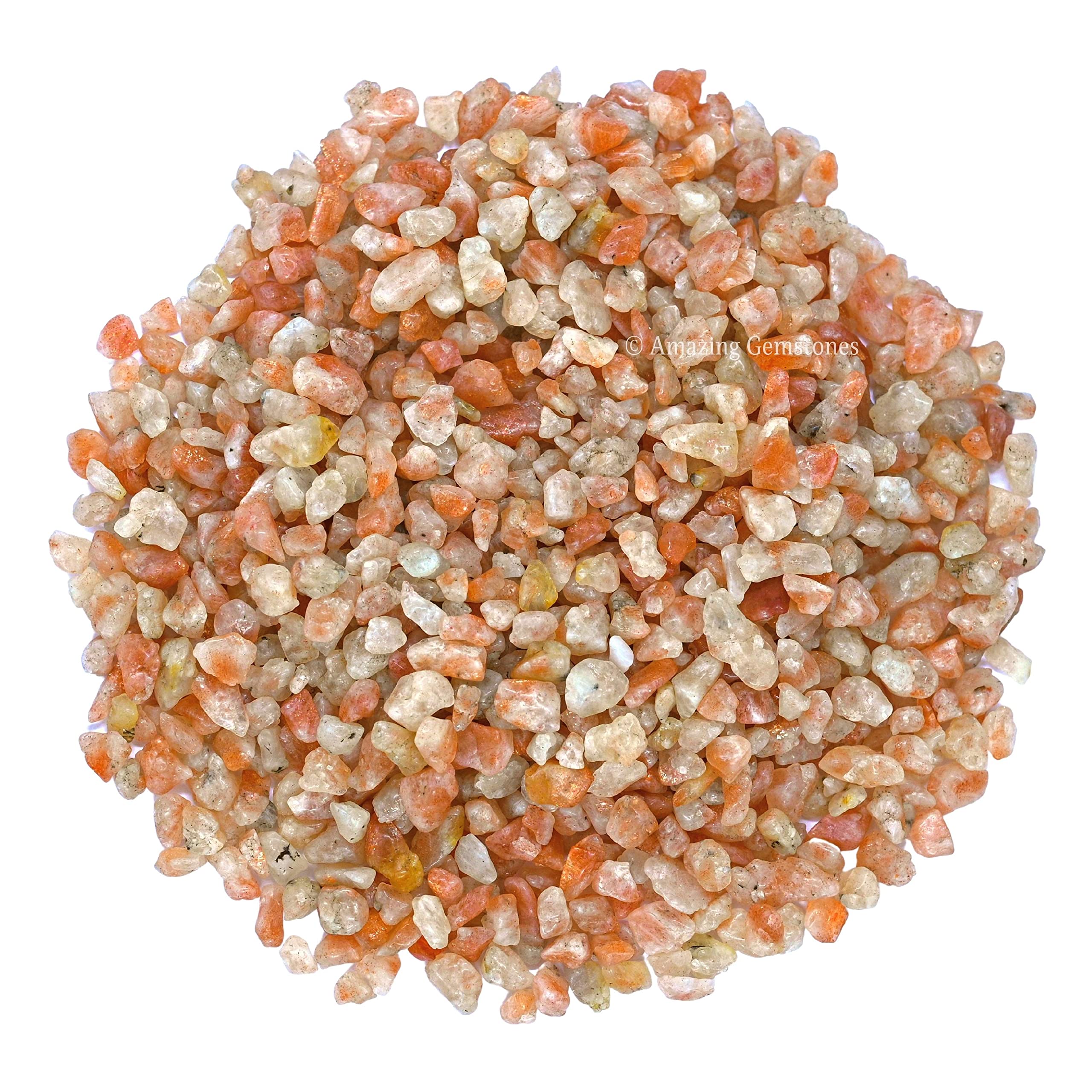 Sunstone Crystal Chips Aquarium Gravel - Sunstone Chips Bulk Fish Tank Gravel, Small Tumbled Stones and Tiny Crystals for Decora