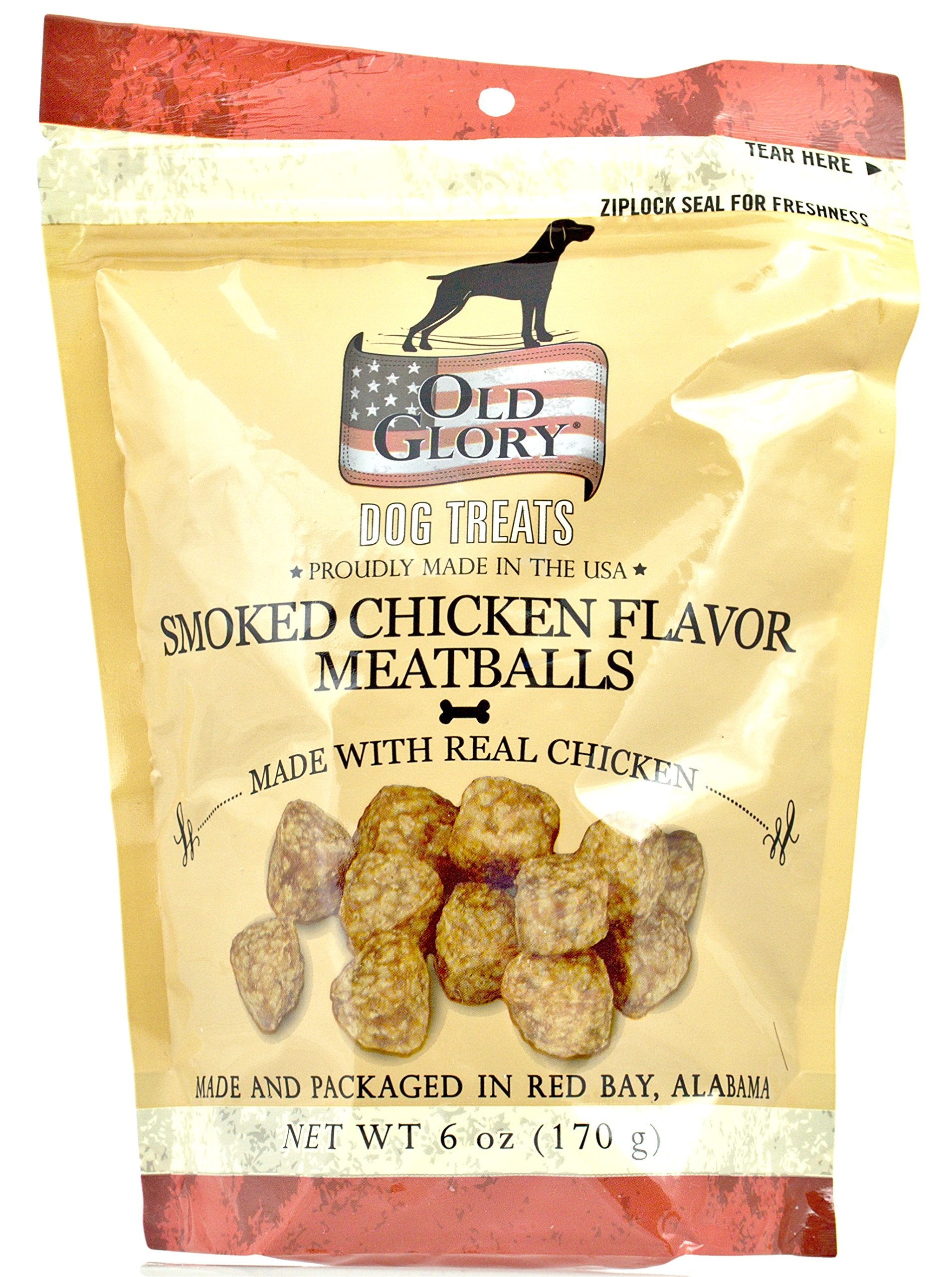 Old Glory Dog Treats, Proudly Made in The USA, 6 oz. (Smoked Chicken Flavor Meatballs W/Real Chicken)