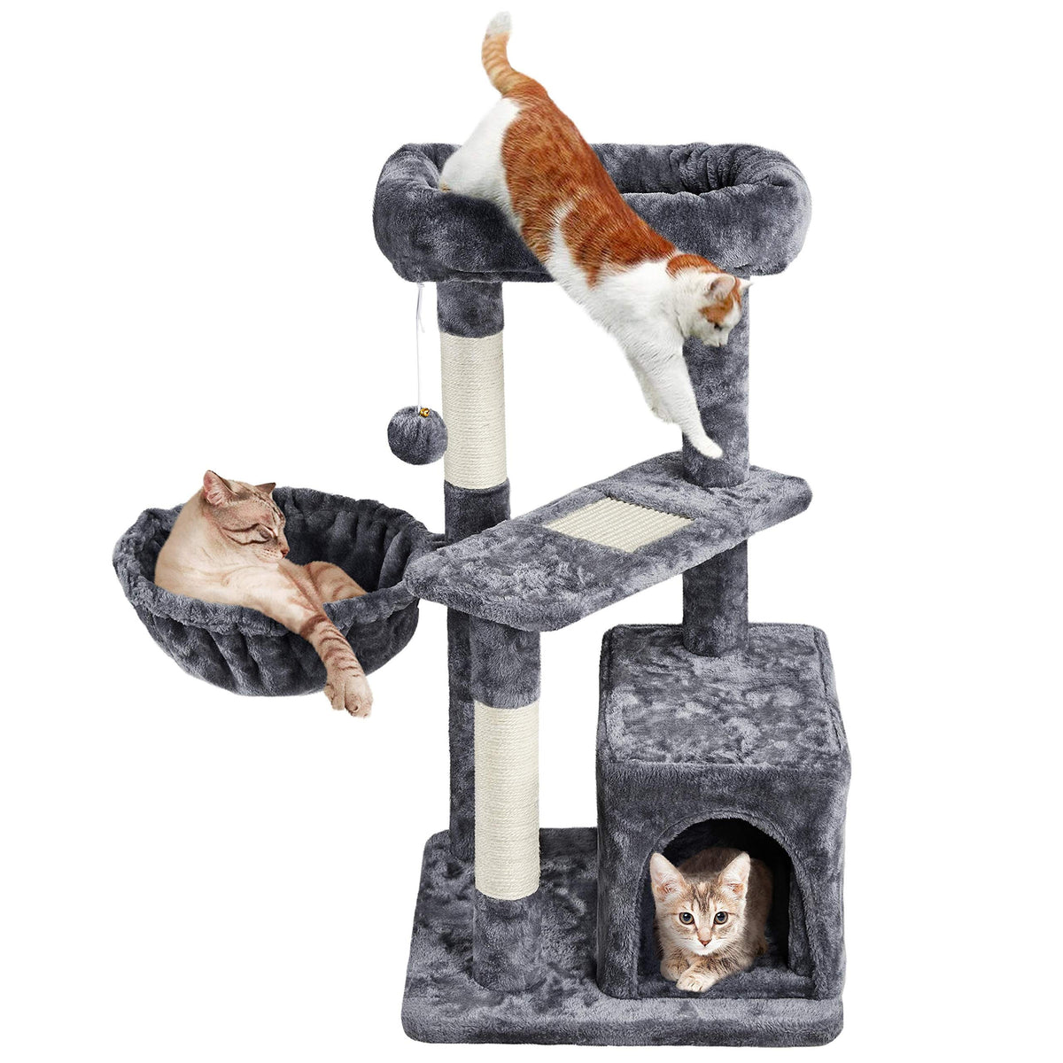 Topeakmart Cat Tree 33In Cat Tower, Multi-Level Cat Condo With Extra Scratch Boards And Sisal Posts As Kitty Activity Center