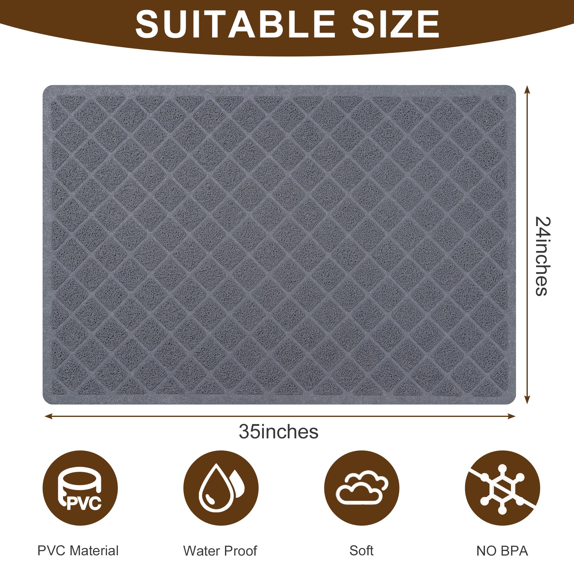 Cat Litter Mat Litter Box Mat,Litter Trapping Mat Premium Durable Pvc Pad, 24 X 35 Inches Kitty Litter Box, Easy To Clean,Non-Sl