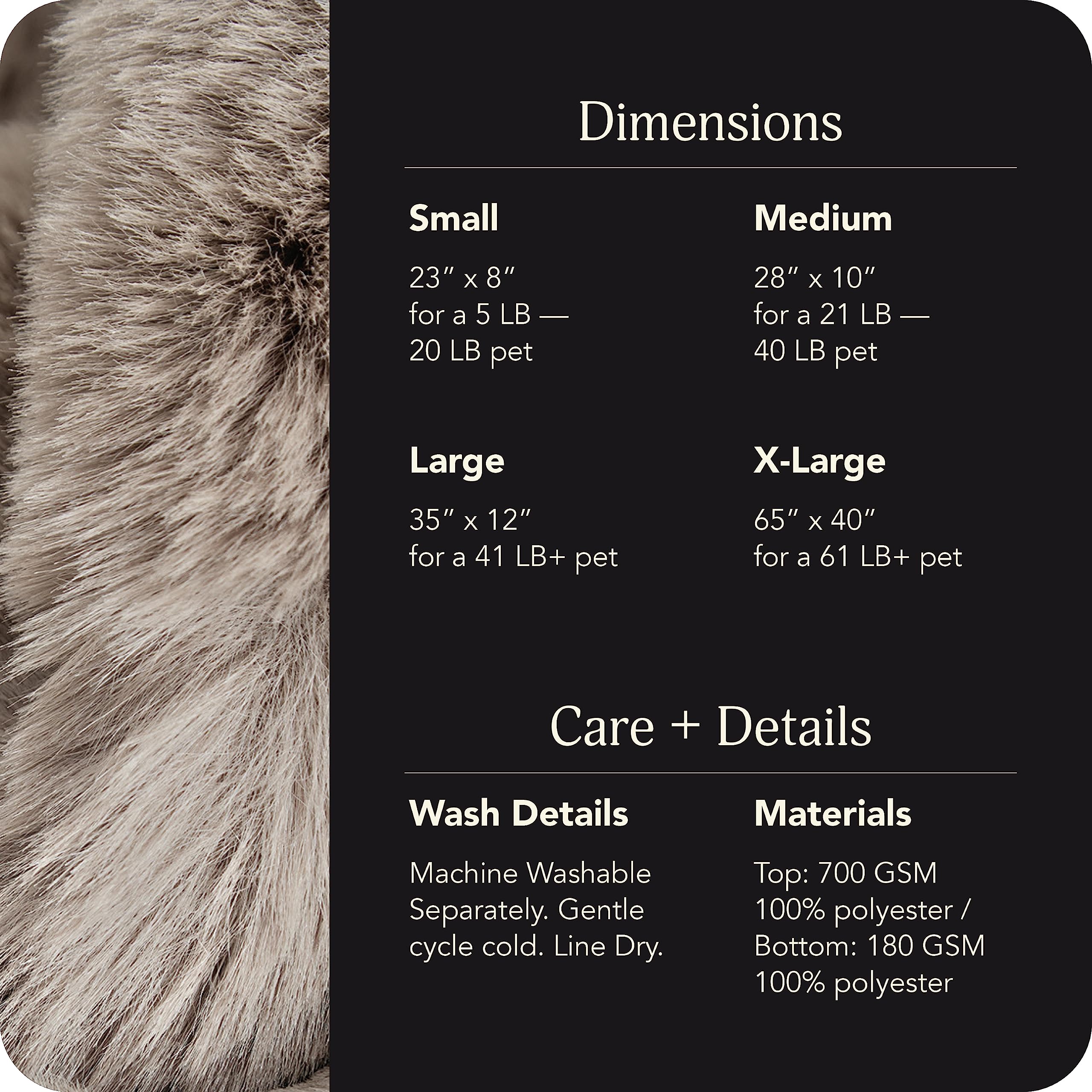 Unhide Floof Pet Bed - Small (23'' X 8'') - Extra Soft Dog Bed - Removable Faux Fur Cover - Machine Washable - Helps Ease Pet An