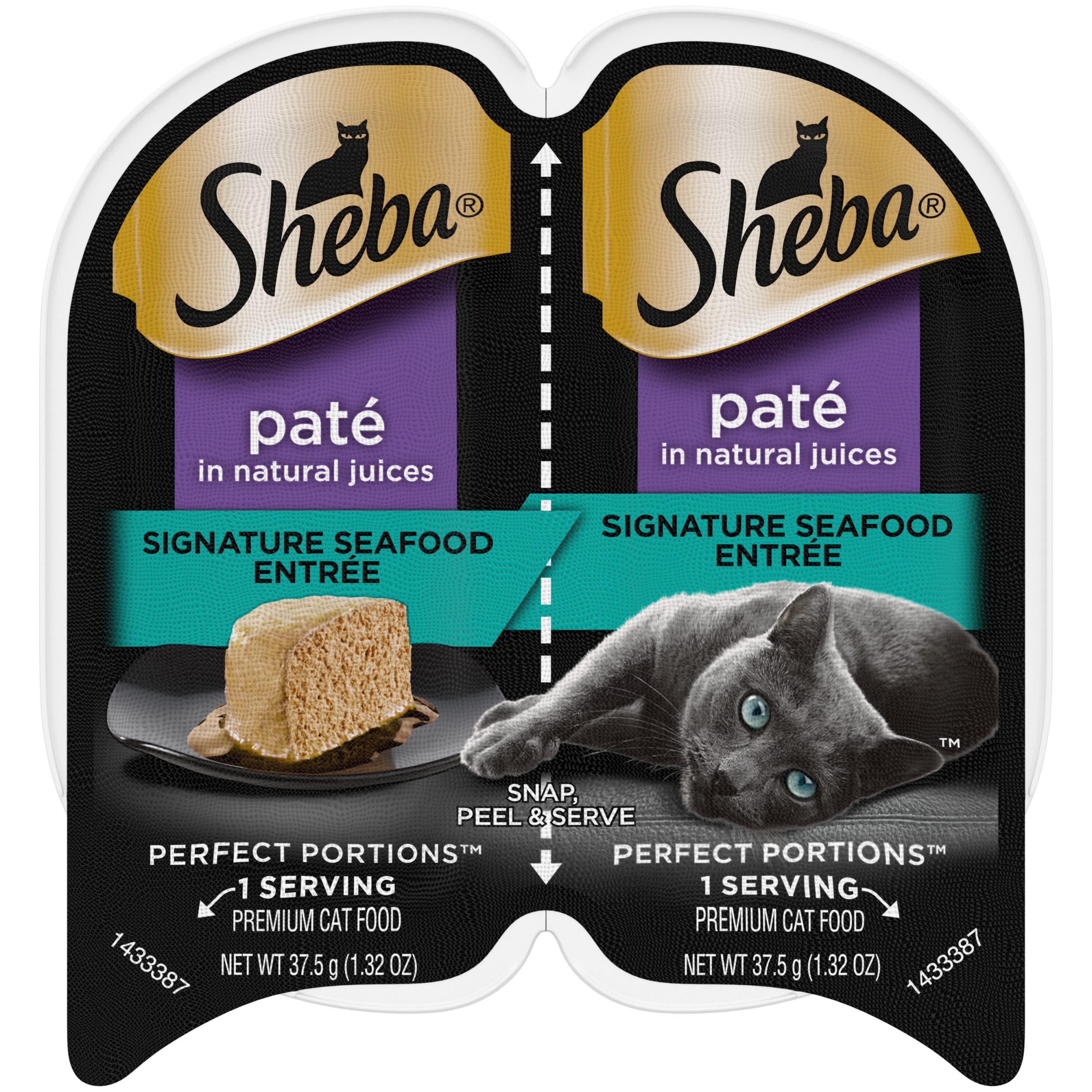 Sheba Perfect Portions Pat   Adult Wet Cat Food Trays, Signature Seafood Entr  e, Easy Peel Twin-Pack Trays (24 Count, 48 Servin