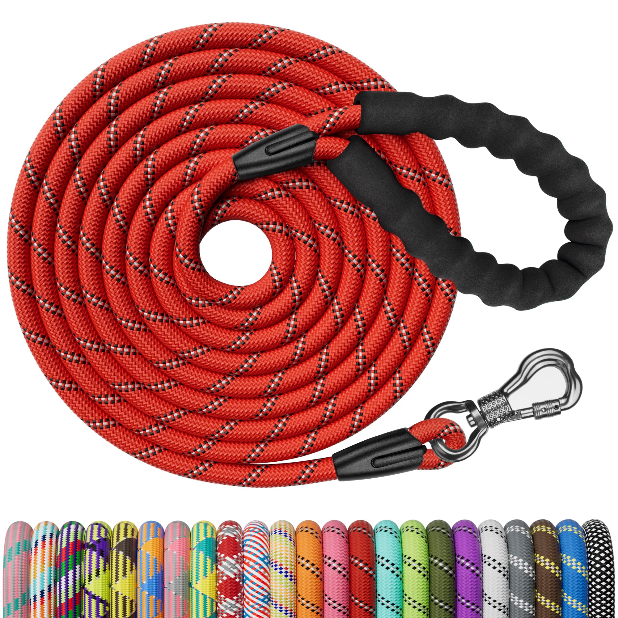 Ntr 6Ft Heavy Duty Dog Leash, Red Rope Dog Leash With Swivel Lockable Hook And Comfortable Padded Handle, Cat Puppy Leash Lead F