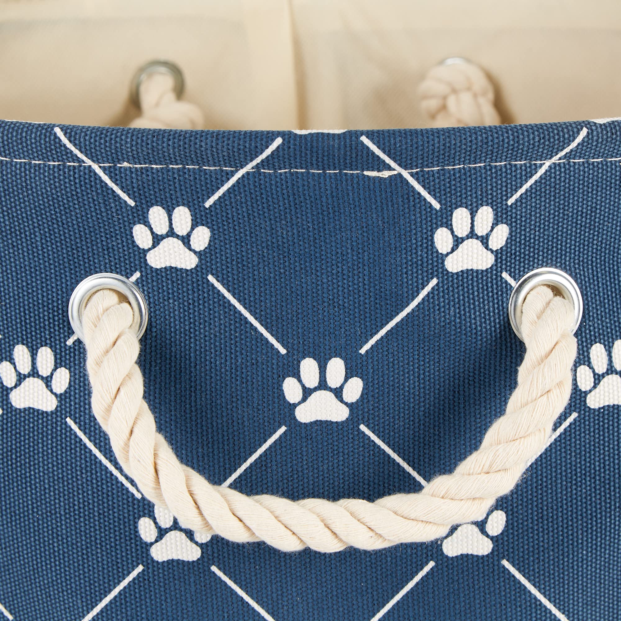 Bone Dry Pet Storage Collection Paw and Bone Print, Medium Rectangle, 16x10x12, Navy Trellis