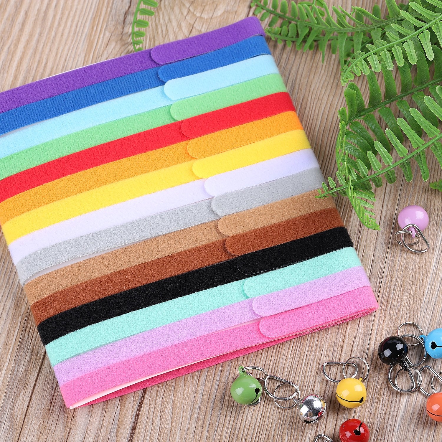 Whaline 15Pcs Double Side Soft Plush Puppy Id Collars With Bells For Dog And Cat