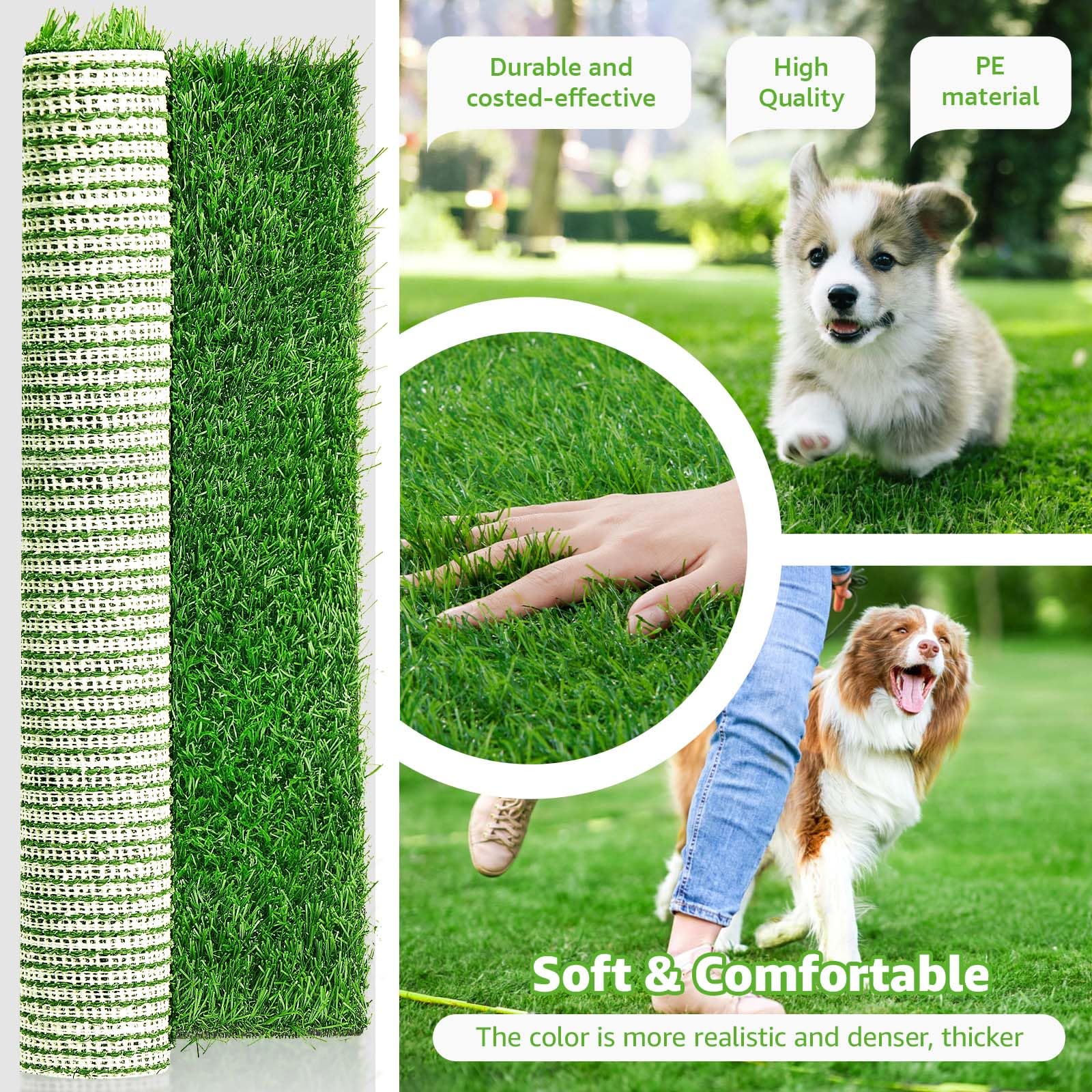 Artificial Dog Grass Pee Pad 39.4   X 31.5    1 Pack - Professional Indoor Outdoor Potty Training Rug - Large Grass Turf Mat Wit