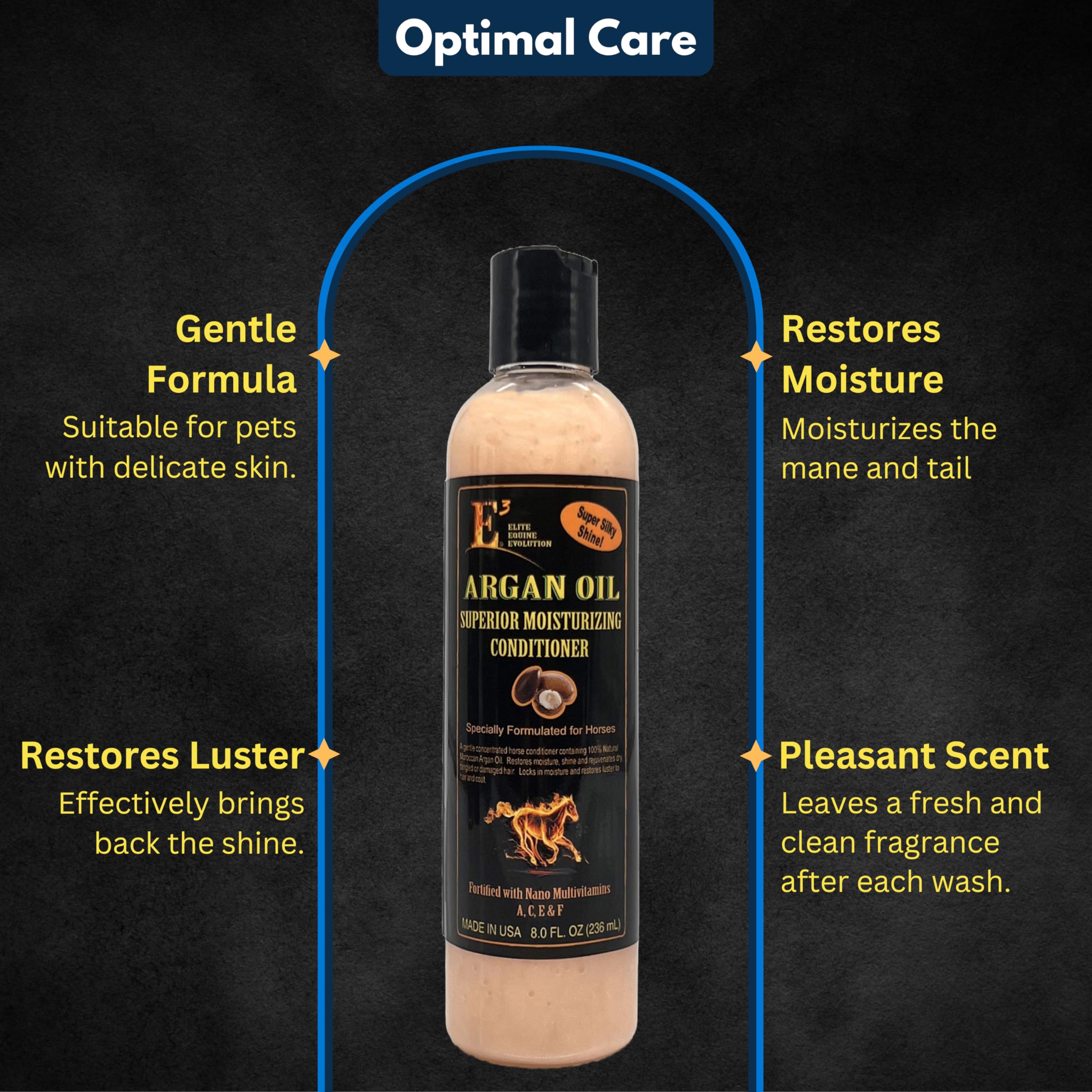 E3 Argan Oil Conditioner With Vitamins A,C,E And F - Ideal For Dry, Damaged Hair, Leave-In Or Rinse-Out, Strengthens, Moisturize