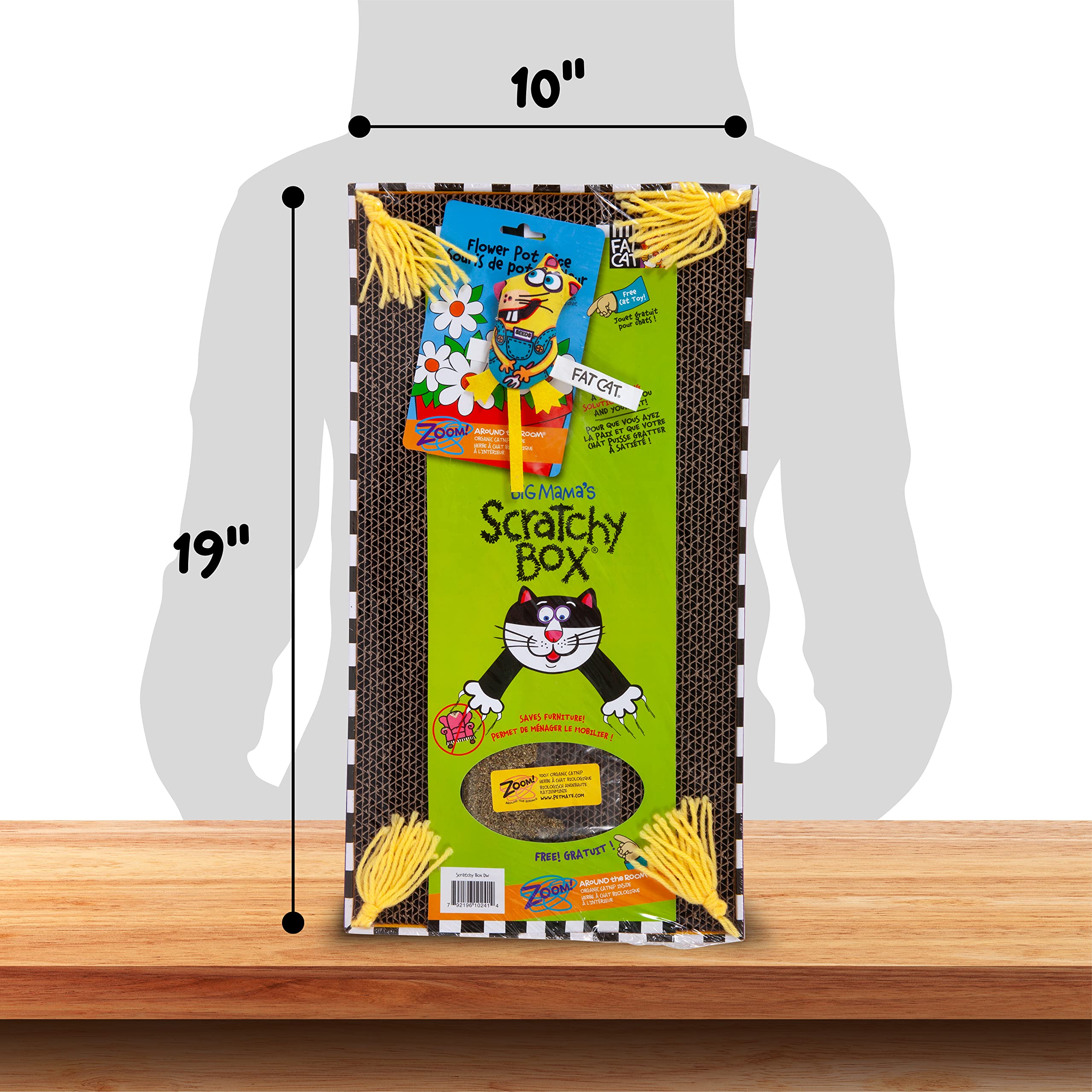 Fat Cat Big Mama'S Scratch Cat Toy Box Includes 100% Organic Catnip Grown In The Usa