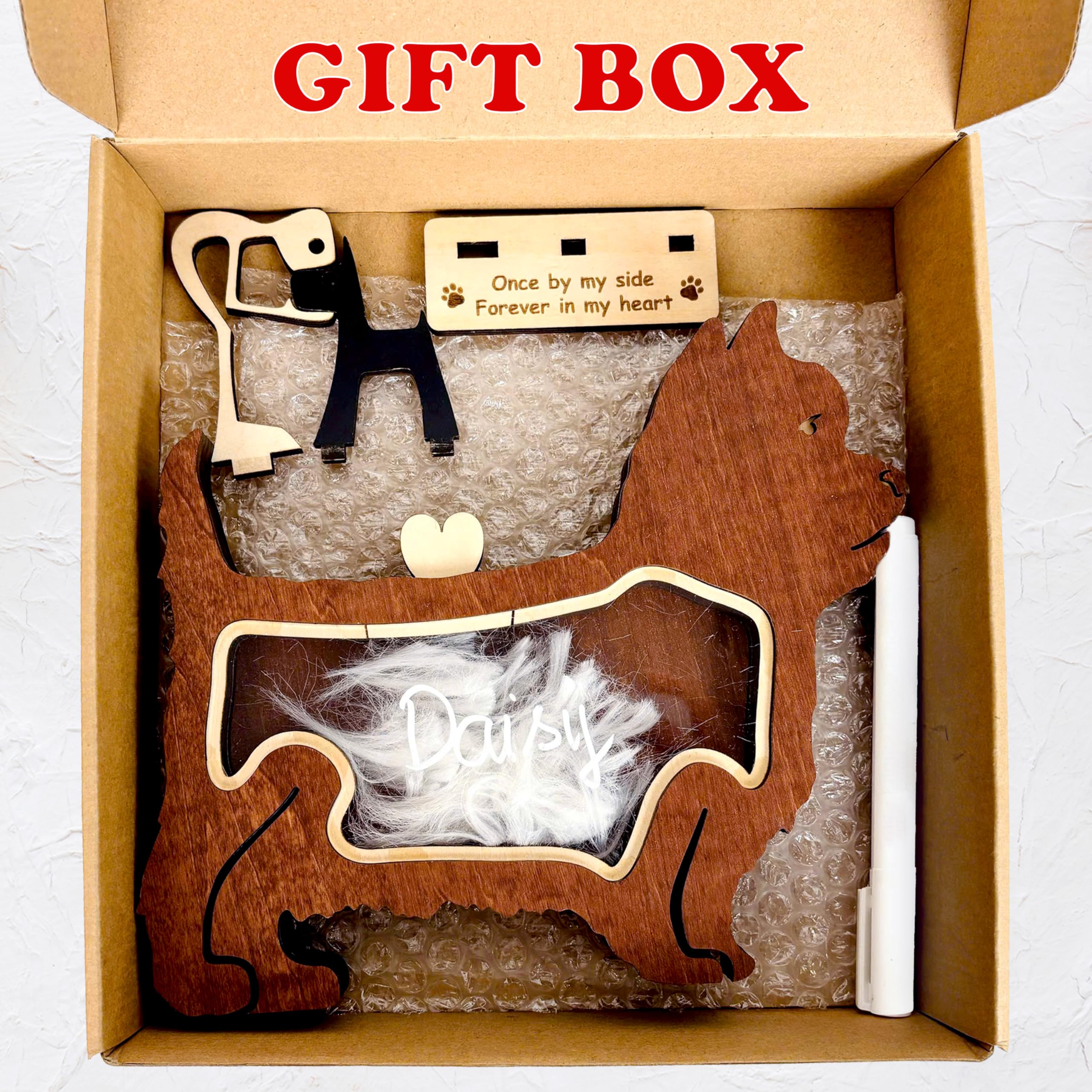 Yorkshire Terrier Dog Hair Keepsake Box Wooden Pet Fur Gifts For Dog Cat Unique Dog Shape Standable Tabletop Decor Dog Memorial