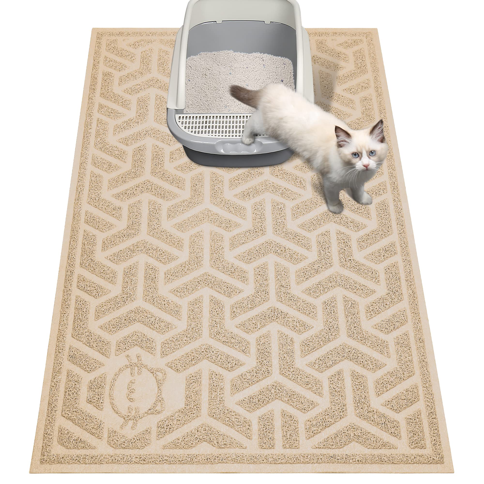 Upsky Cat Litter Mat, Soft Mat Large 35'' X 24'' Scatter Control, Waterproof Extra Large Litter Box Carpet