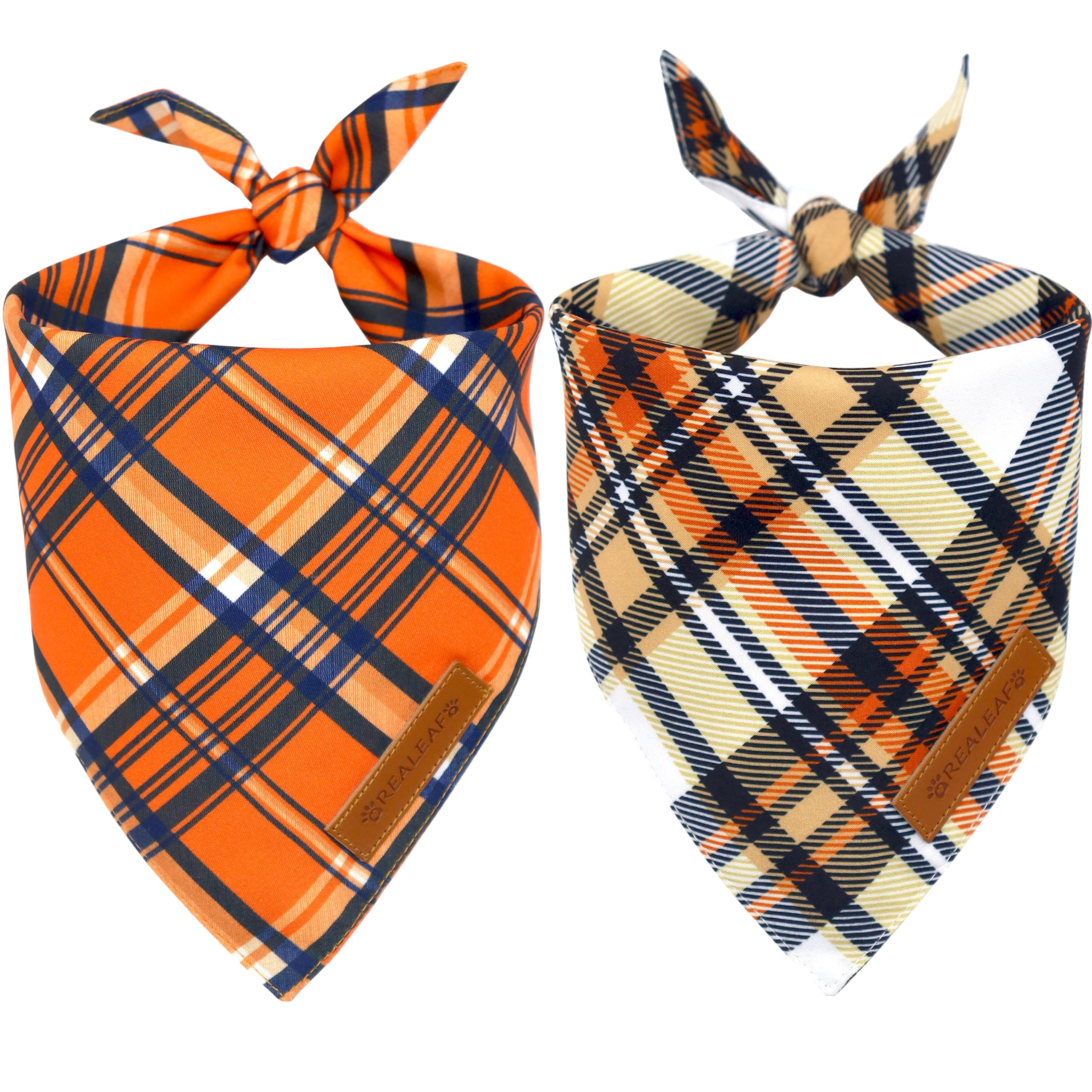 Realeaf Thanksgiving Fall Dog Bandanas 2 Pack, Reversible Holiday Pet Scarf For Boy And Girl, Premium Durable Fabric, Holiday Halloween Bandana For Large And Extra Large Dogs (X-Large)