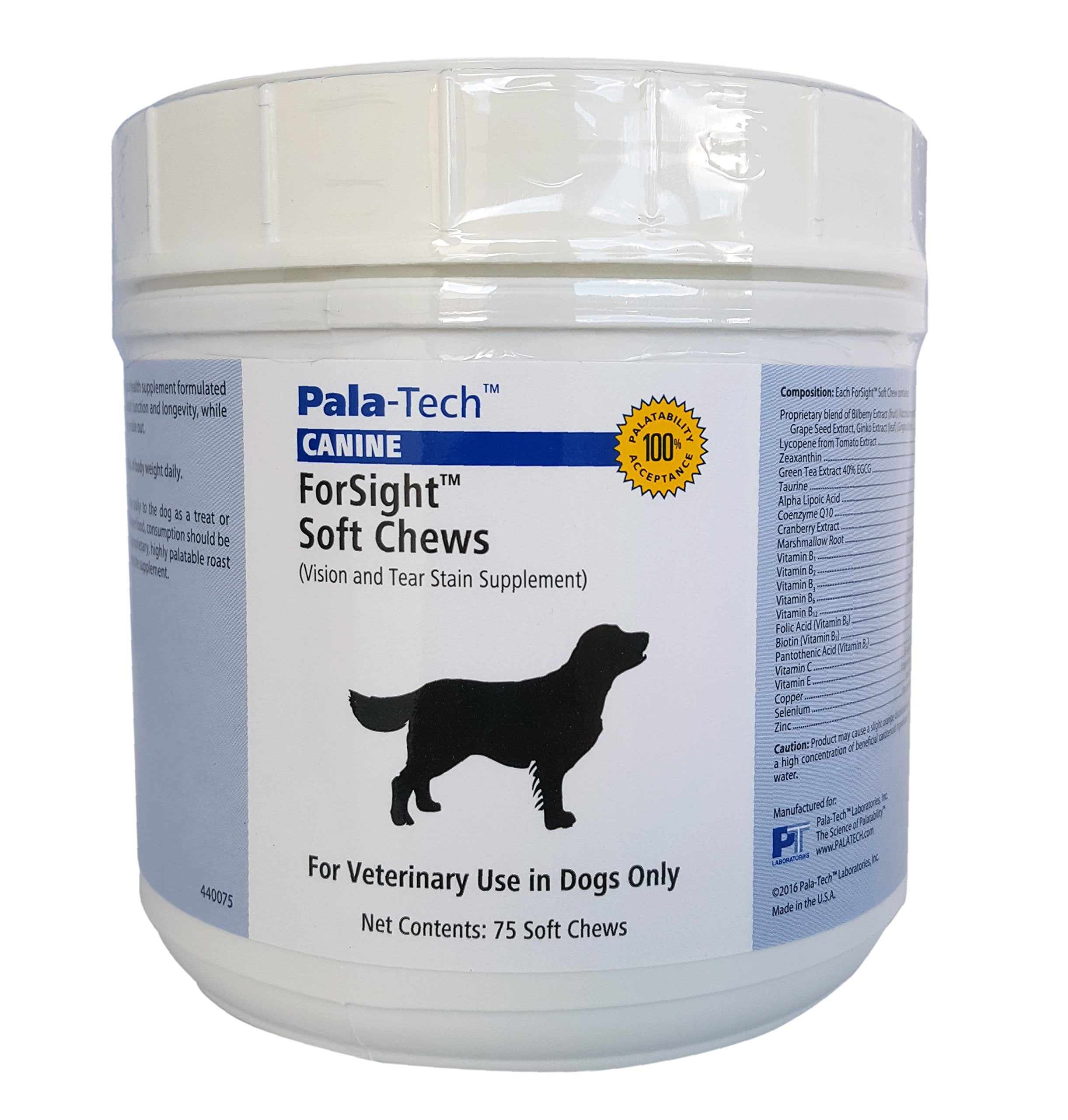 PalaTech Canine Forsight Petite Soft Chews - Tear Stain Chews for Dogs - Canine Eye Supplement - Supports Eye Health - Perfect f