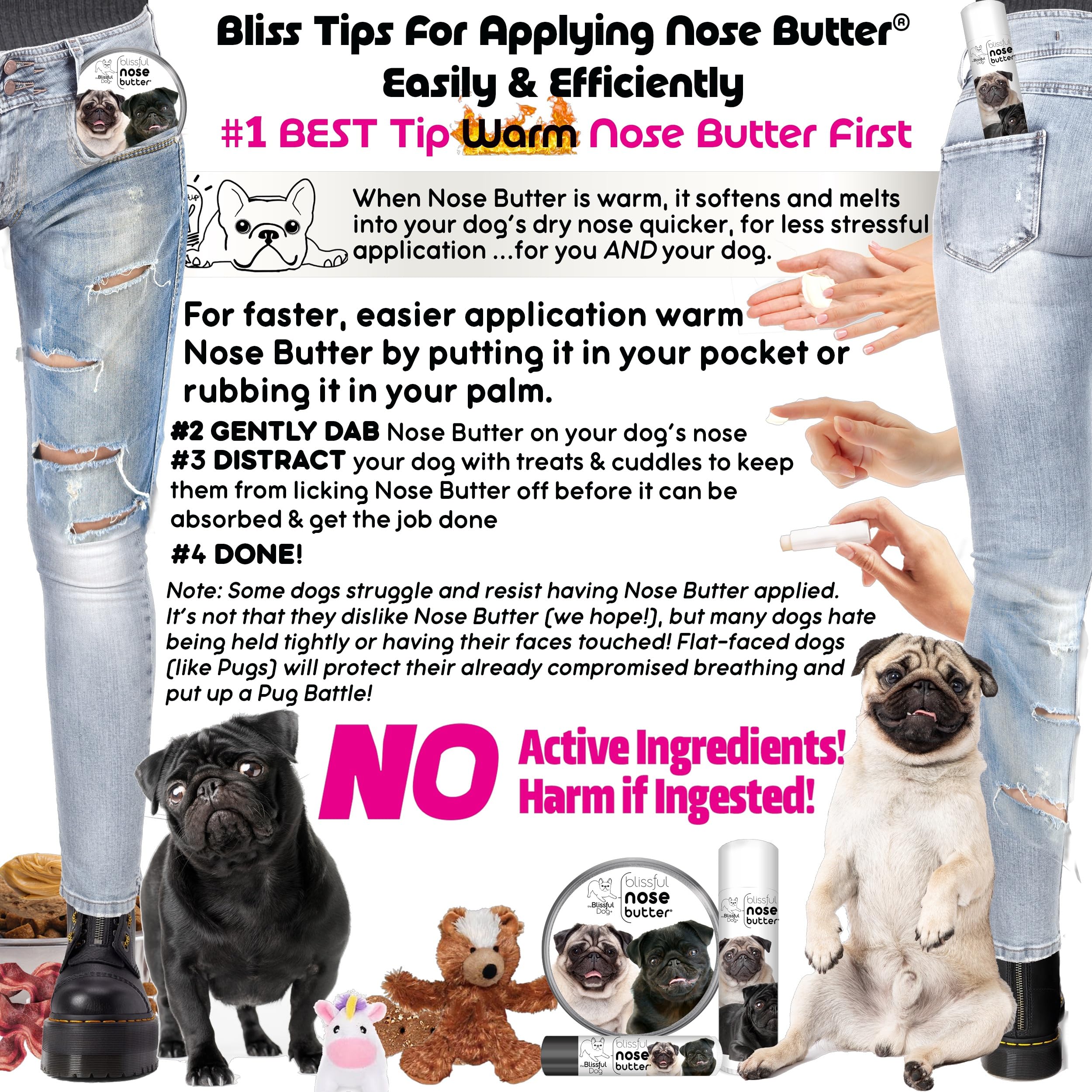 The Blissful Dog Fawn Pug Nose Butter, Versatile Dog Nose Balm to Reduce Dryness, Handcrafted Moisturizer, Easy-to-Apply, Unscen