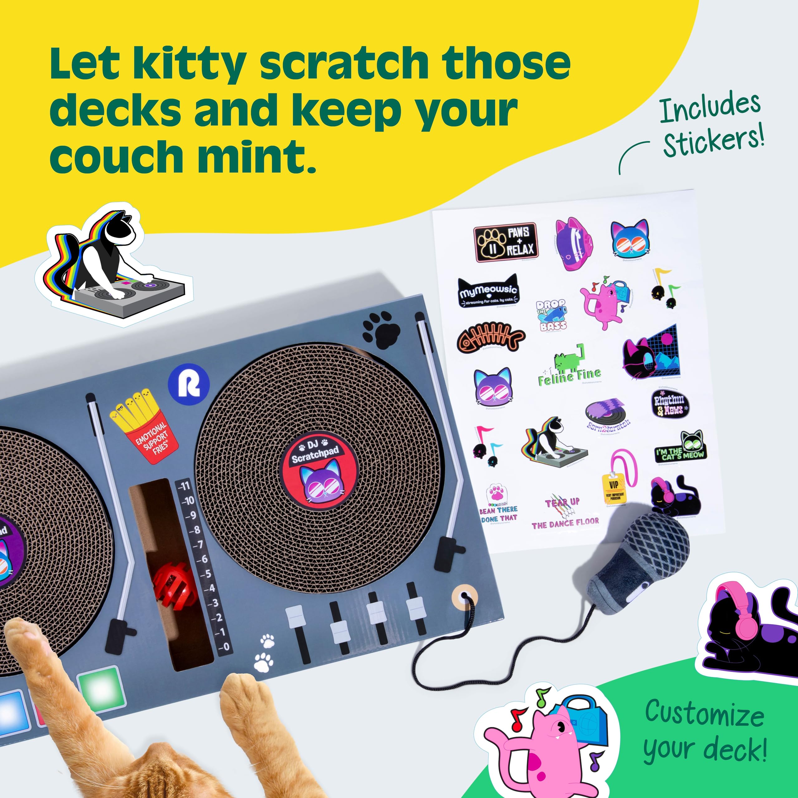 Dj Scratchpad By Relatable, Enrichment Cat Toys And Kitten Toys For Your Furry Friends, Cat Tree Essentials, Includes Box With 2