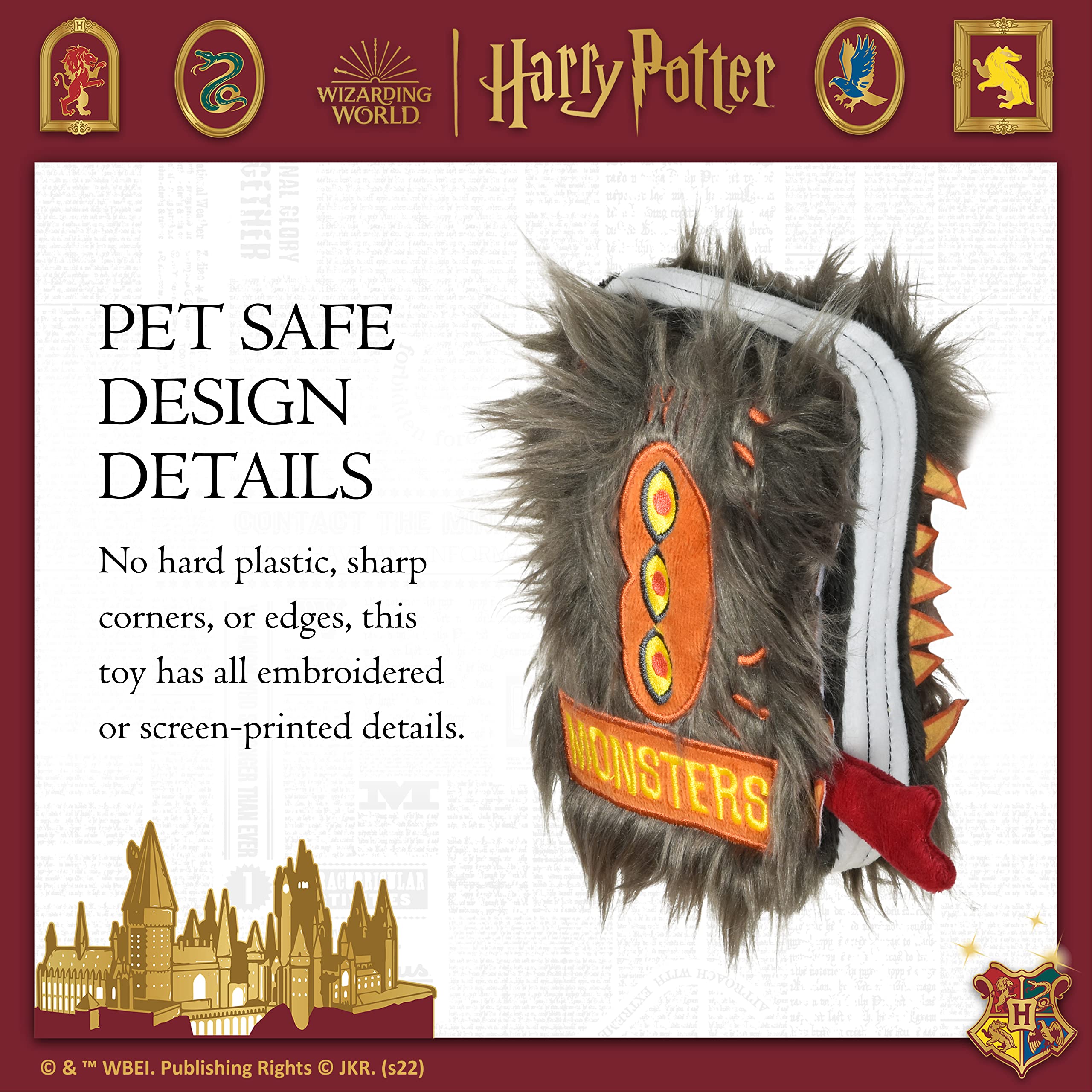 Harry Potter Monster Book Crinkle Pet Toy | Monster Book Dog Toy Version | Fuzzy and Crinkly Dog Toy Inspired by Wizarding World