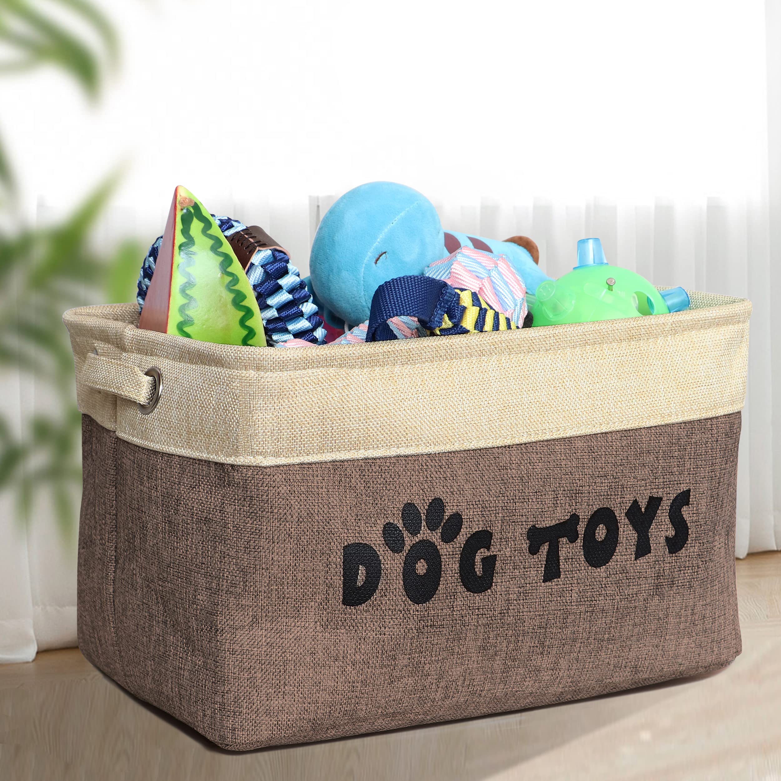 PET ARTIST Dog Toy Basket, Collapsible Dog Toy Bin Box with Comfortable Handles, Large Pet Toy Storage Organizer for Accessories