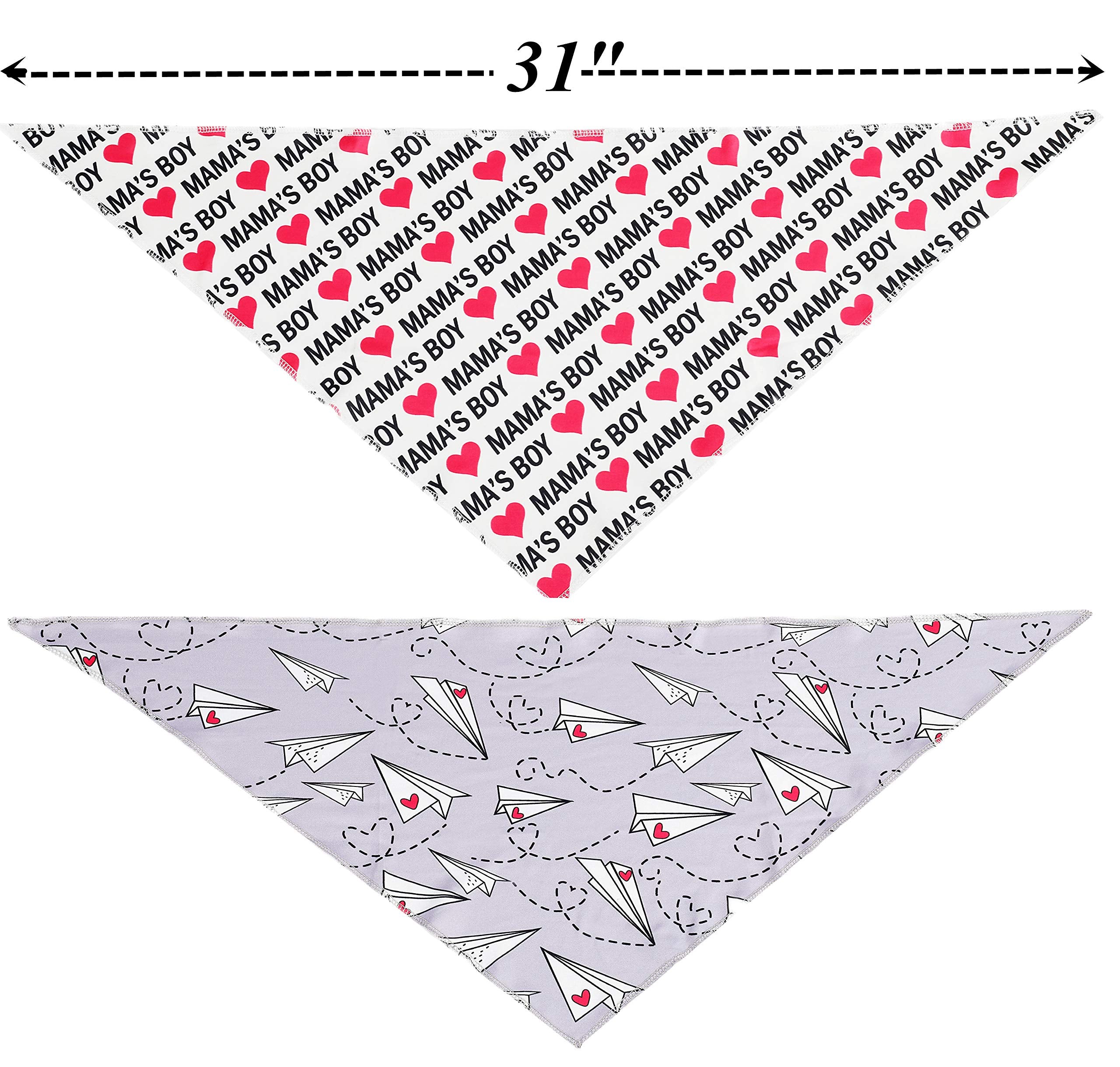 Boombone Dog Valentines Day Bandana 2 Pack,Triangle Bibs Pet Scarf For Medium And Large Dogs