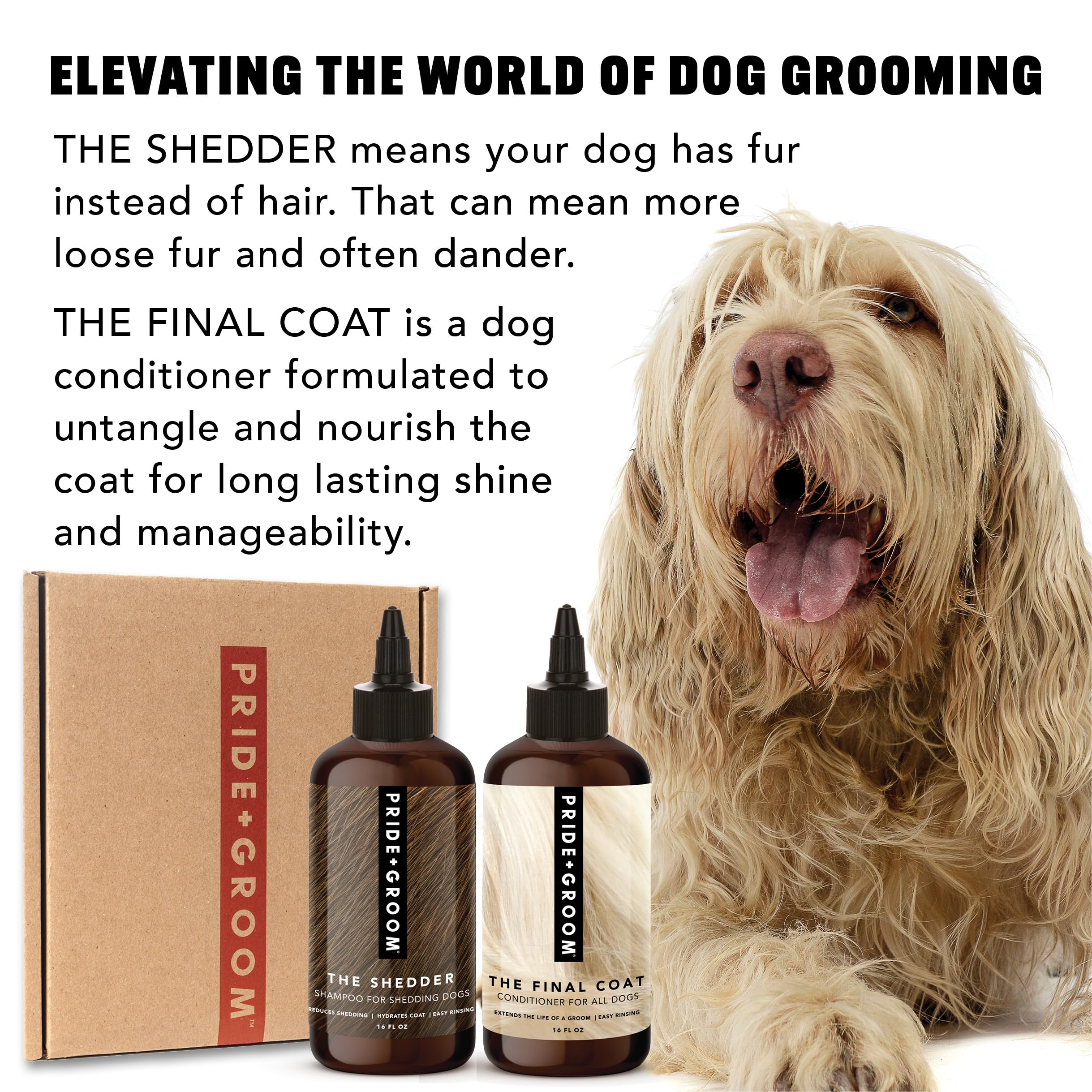Pride And Groom The Shedder Box Set - Deshedding Dog Shampoo & Conditioner With All Natural Blend Of Essential Oils & Ingredient