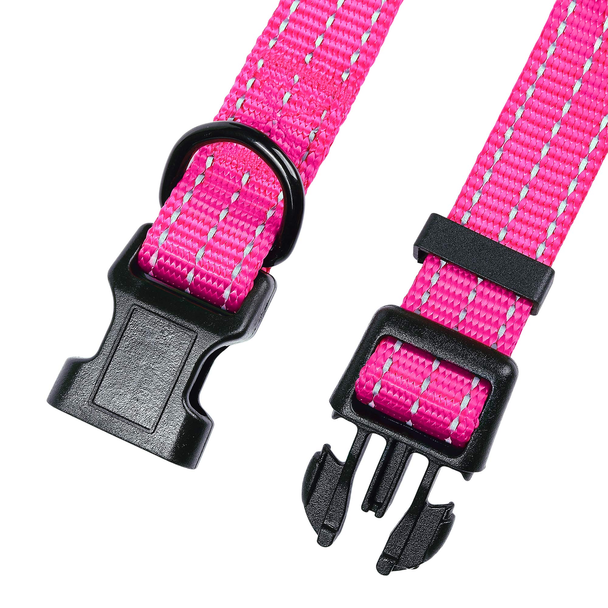 Mile High Life Dog Collar | Nylon Reflective Dog Collars | Light Weight Puppy Collars | Pink Dog Collars For Small Dogs (Solid P