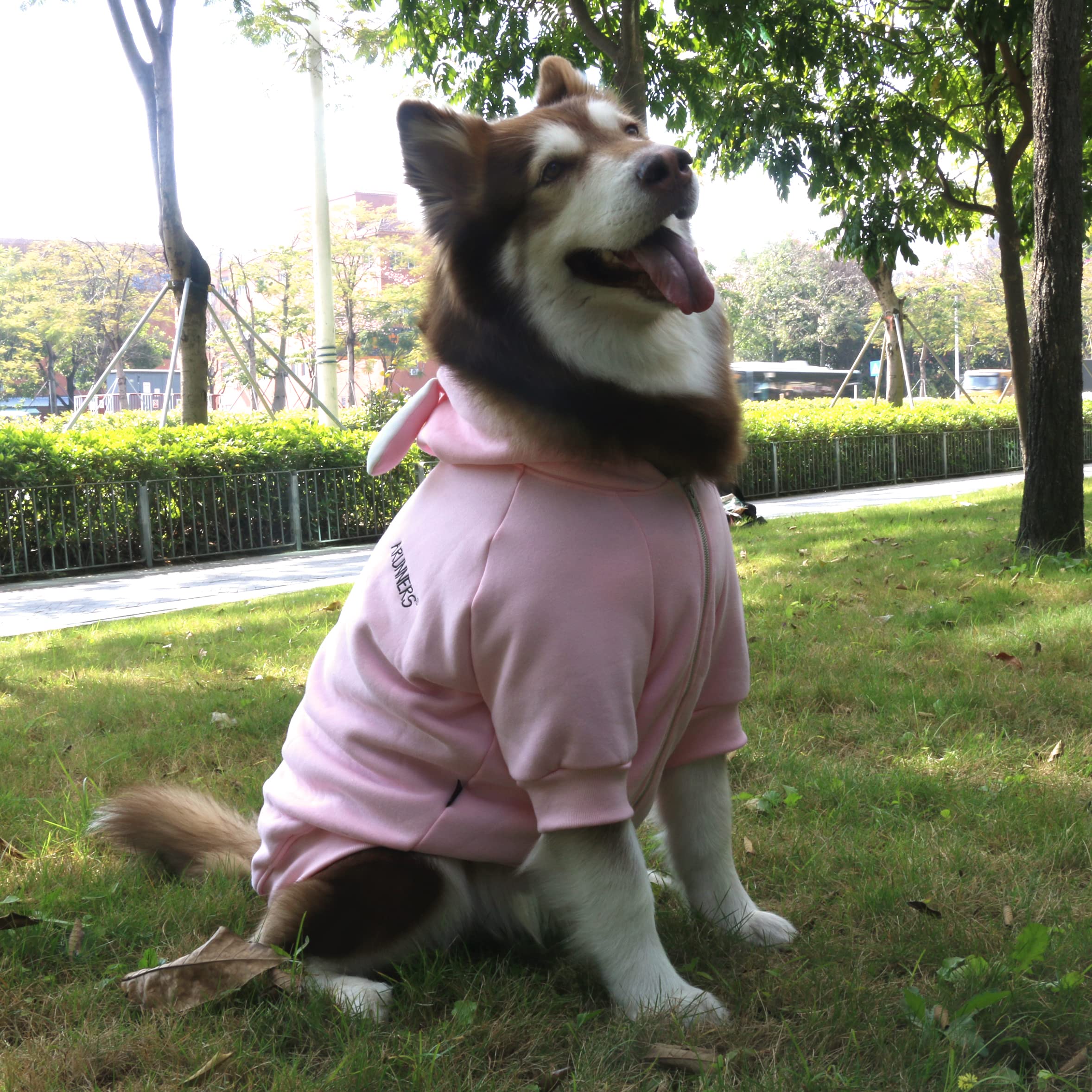 Arunners Extra Large Dog Bunny Costumes Rabbit Hoodies Clothes For Easter Day Halloween Labrador Rottweiler Great Dane, Pink, 7X