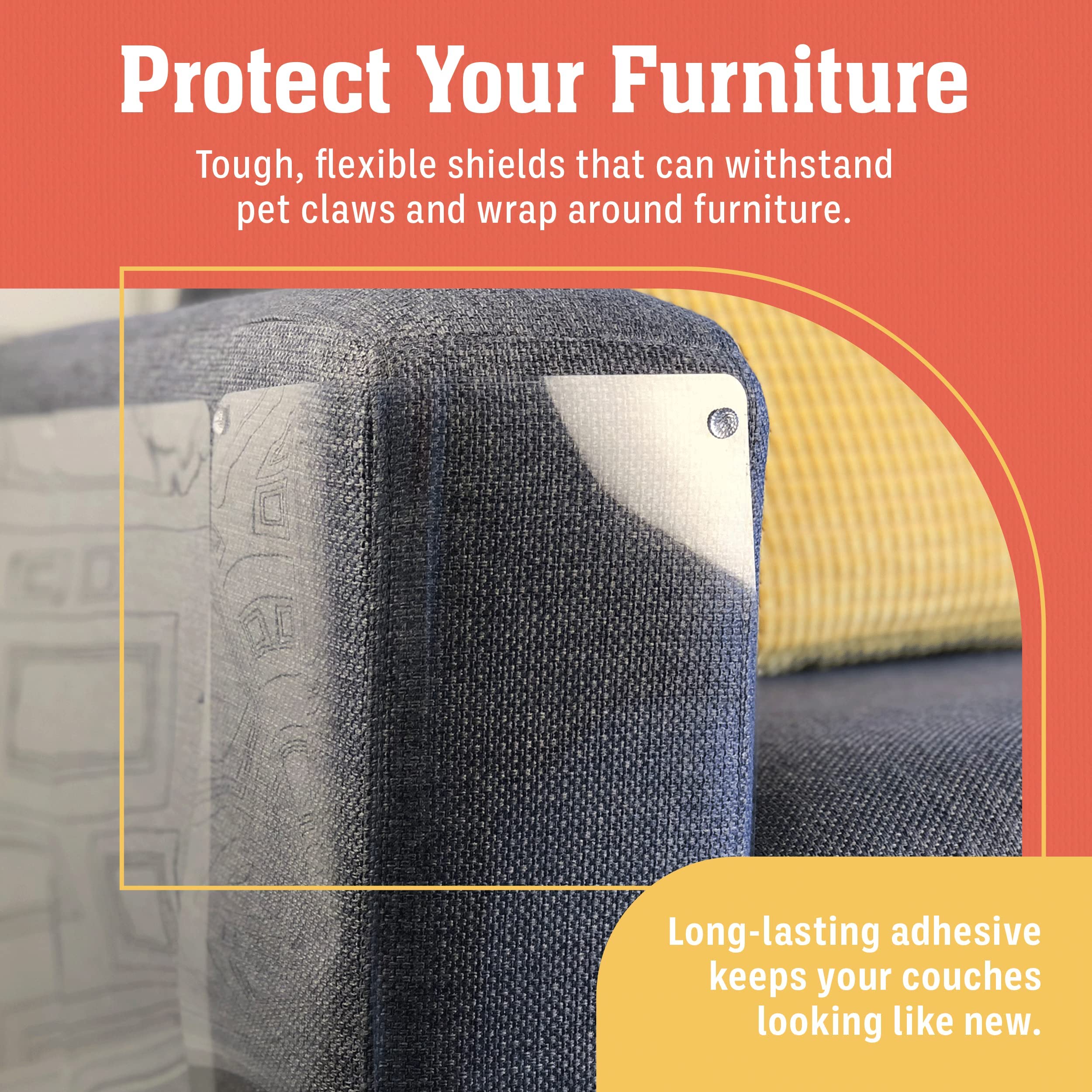 Stelucca Amazing Shields Cat Scratch Deterrent - 18-Pack Clear Plastic Furniture Protectors, 17"x12" for Couch