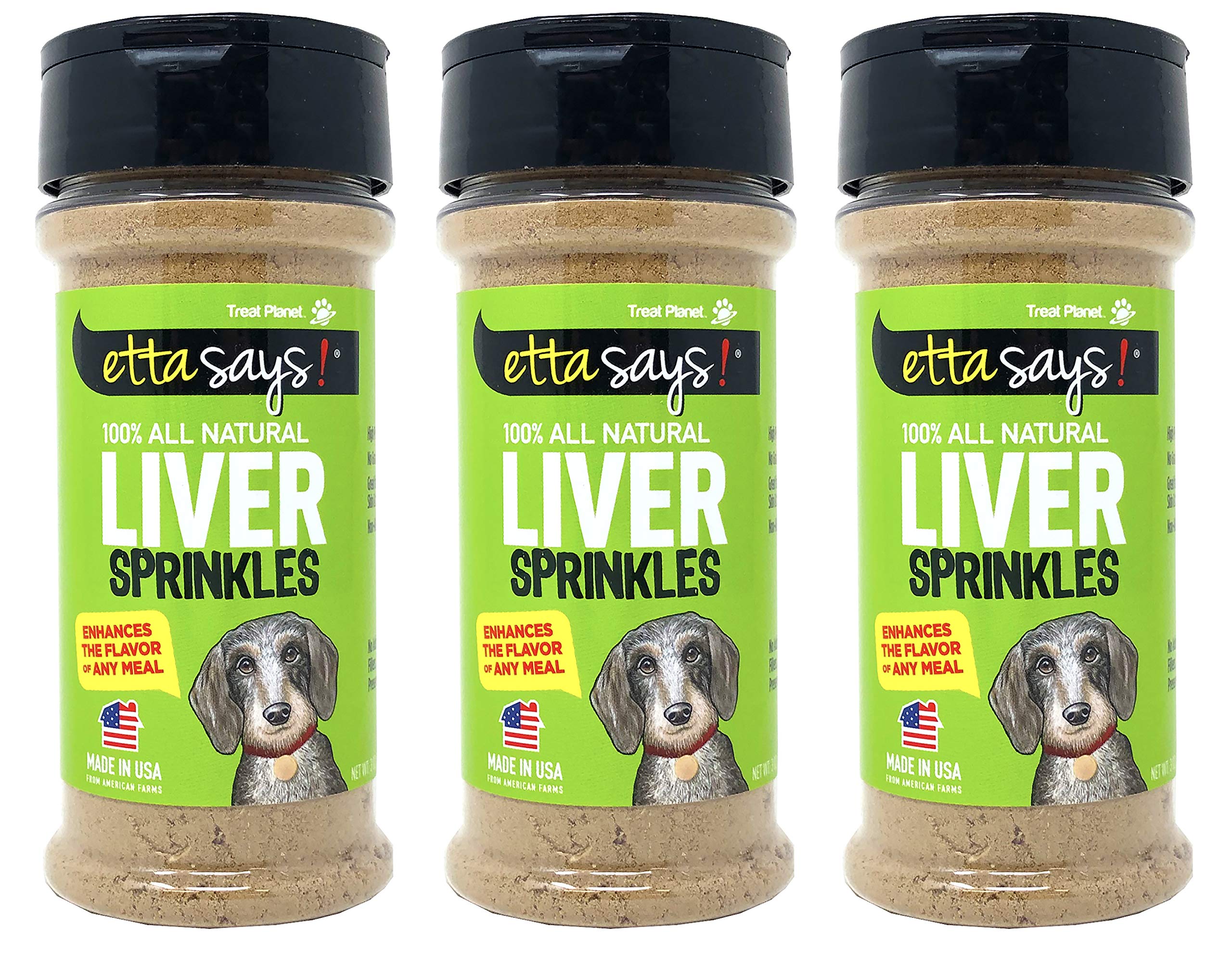 etta says! Liver Sprinkles for Dogs - High Protein Food Topper - Boosts Flavor - 100% Natural and Made in USA (Pack of 3)