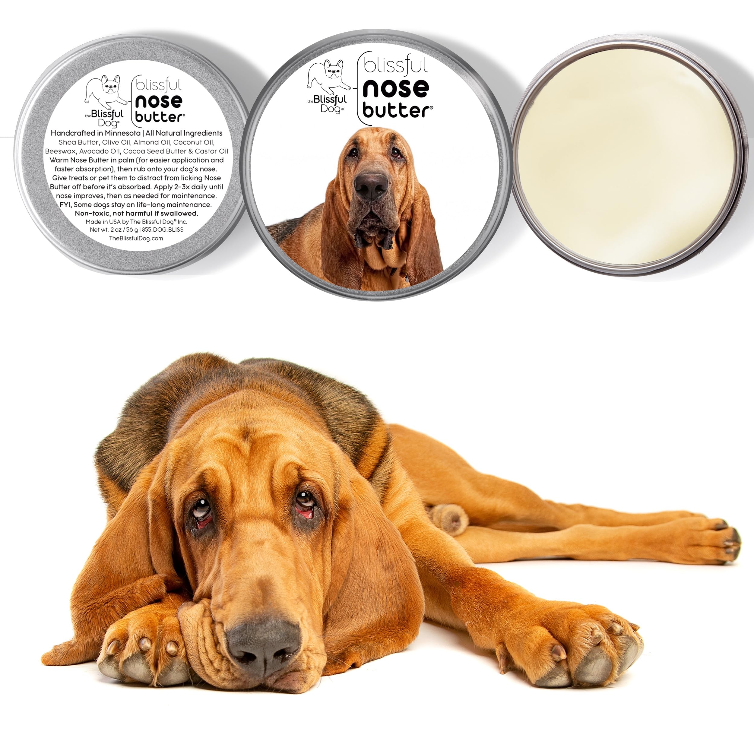 The Blissful Dog Bloodhound Nose Butter, Versatile Dog Nose Balm for Dry Nose, Handcrafted Nose Moisturizer, Easy-to-Apply Dog E
