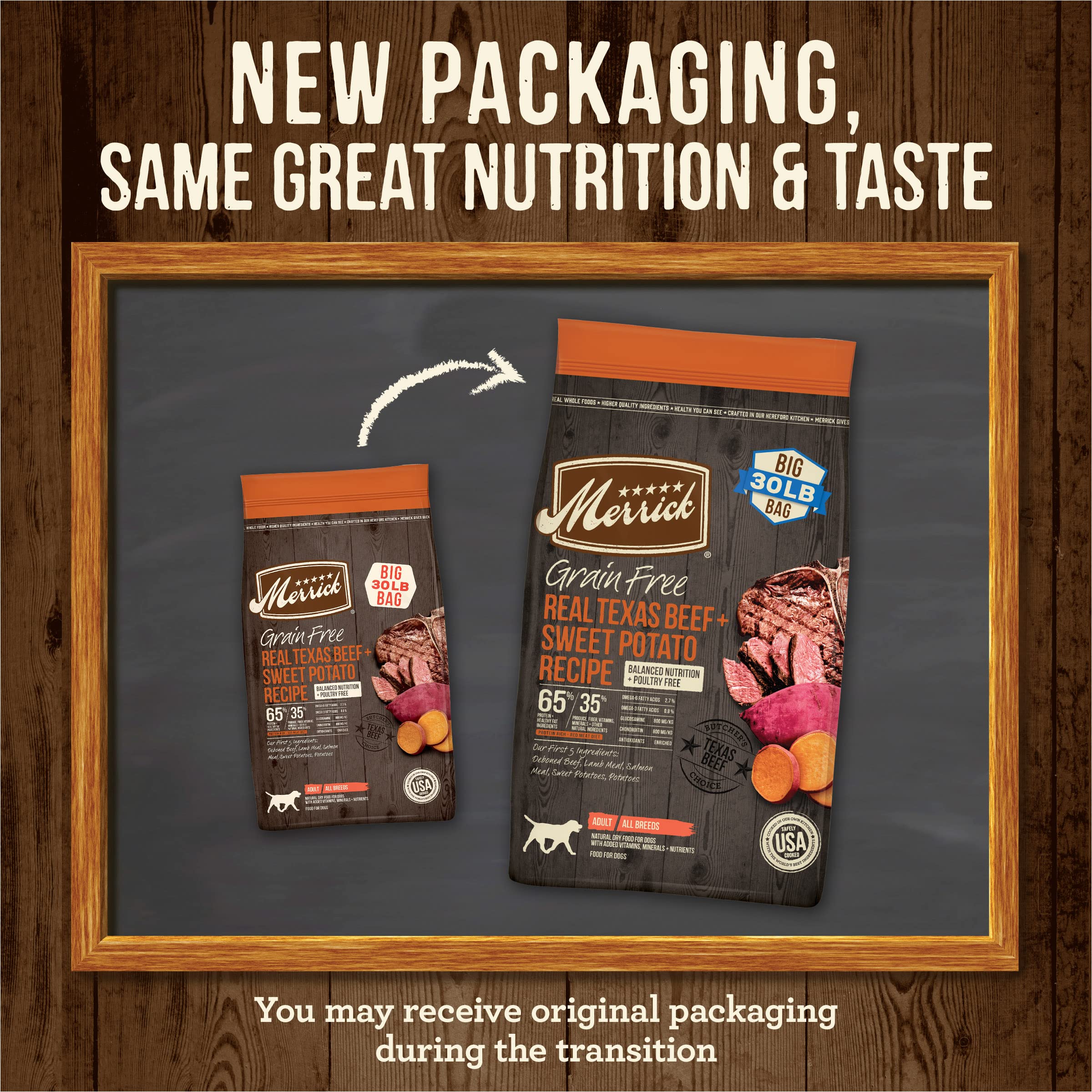 Merrick Premium Grain Free Dry Adult Dog Food, Wholesome And Natural Kibble, Real Texas Beef And Sweet Potato - 30.0 lb. Bag