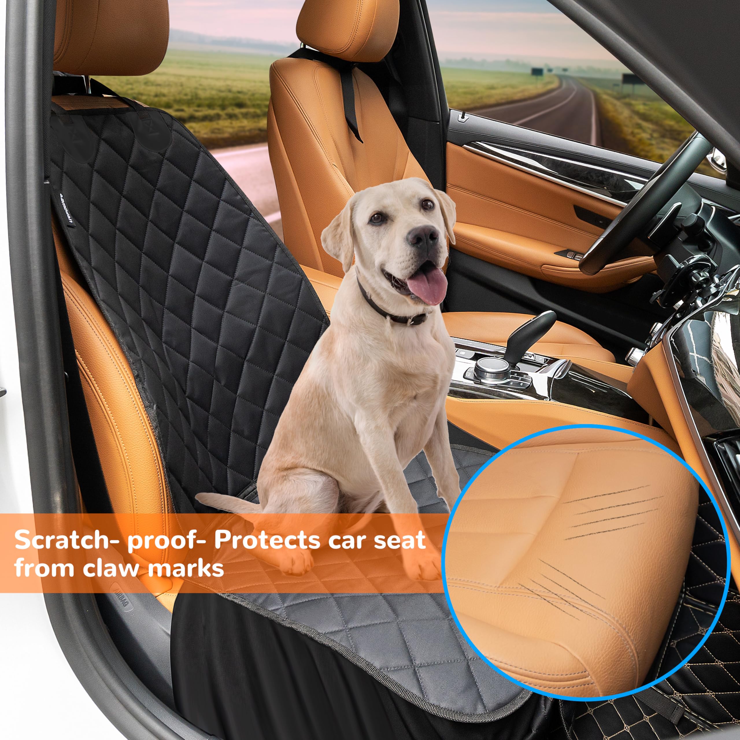 Urpower Dog Car Seat Cover For Front Seat, 100% Waterproof Dog Seat Covers With Pocket Cars Seat Protector For Dog, Nonslip & Qu