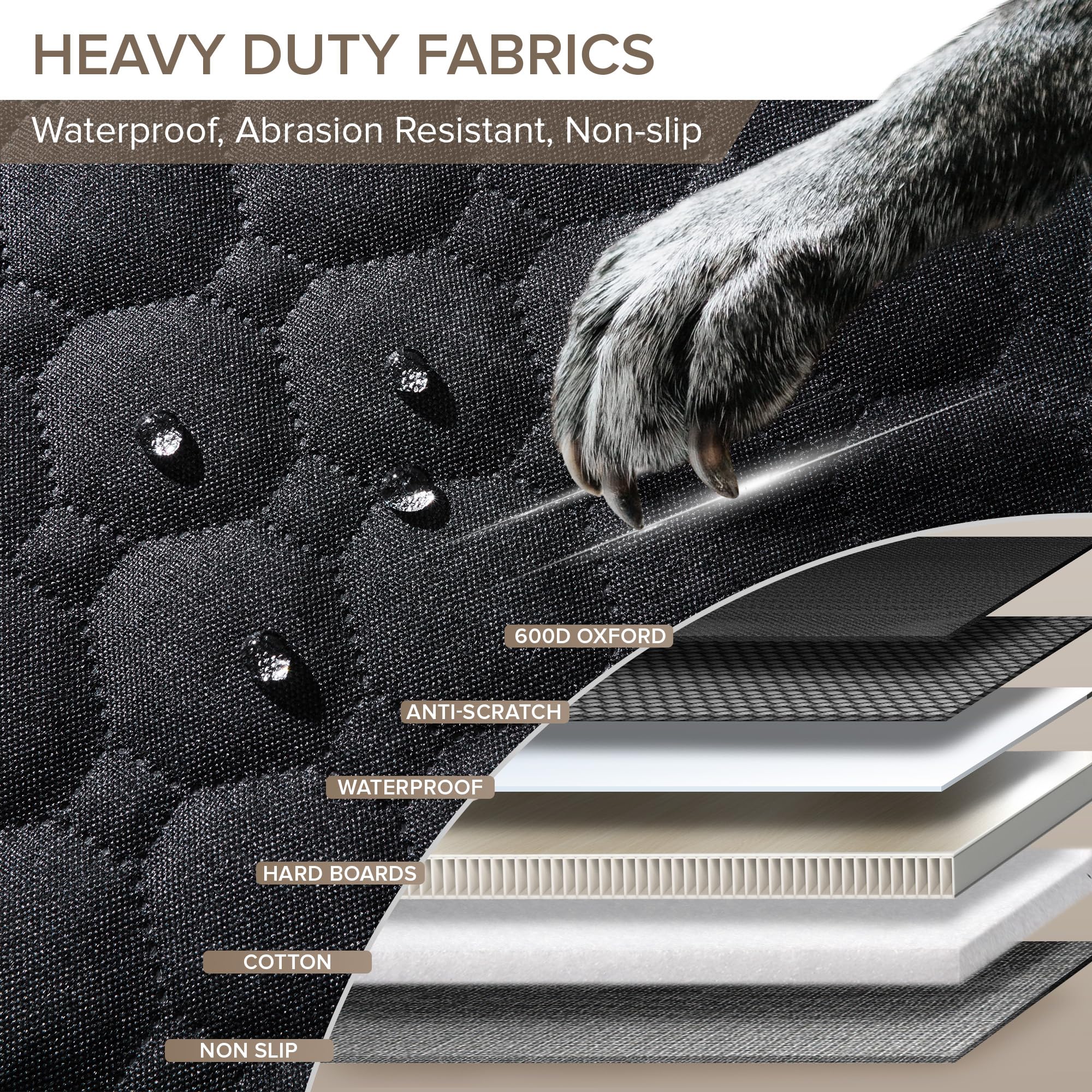 XL Truck Back Seat Extender for Dogs, Hard Bottom Dog Car Seat Cover for Back Seat, Heavy Duty Dog Hammock for Aggressive Chewer