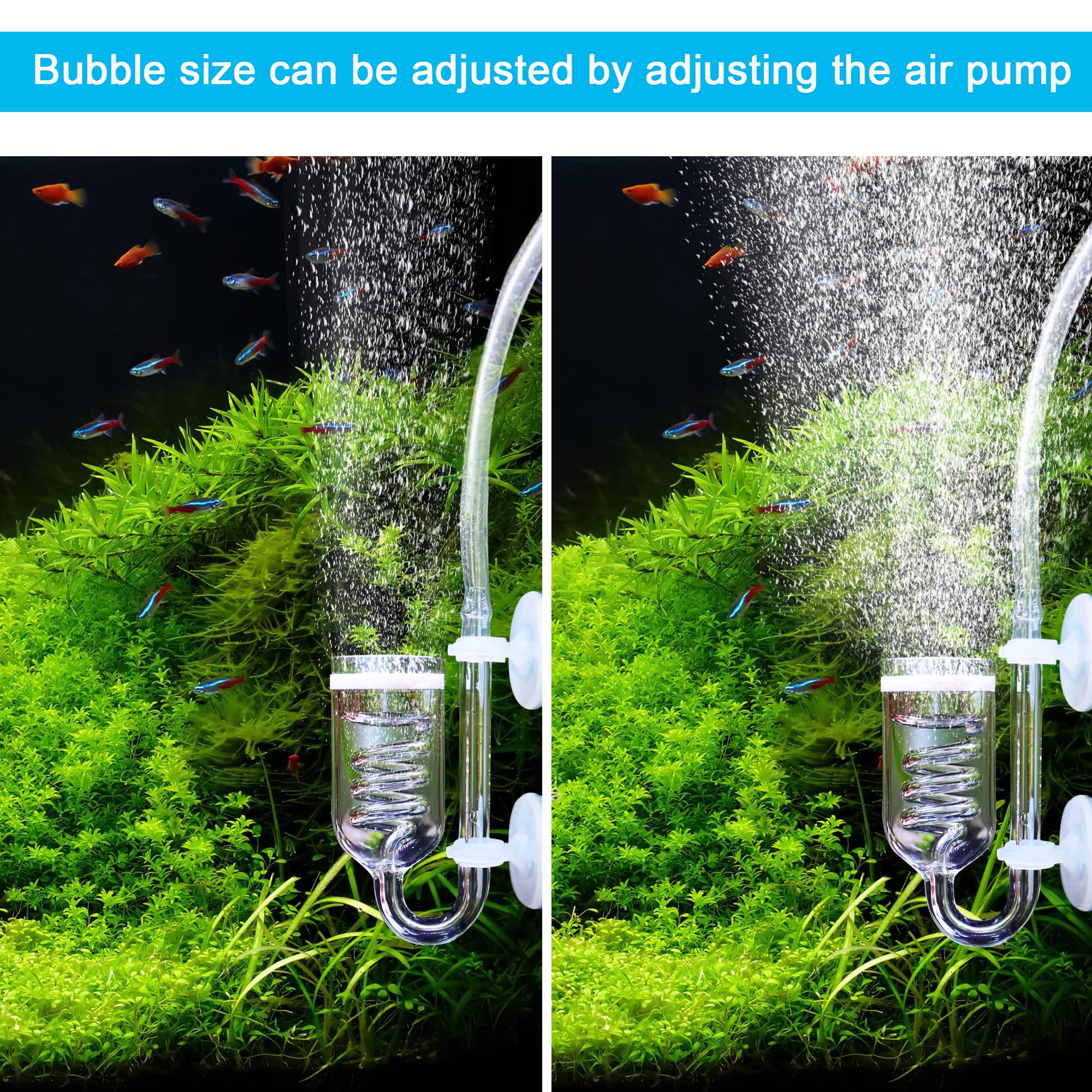 Yagote CO2 Diffuser, 3 Spiro Glass CO2 Diffuser, Glass Reactor for Aquarium Plants, Suitable for Tanks 15-50 Gal/60Liter - 200Li