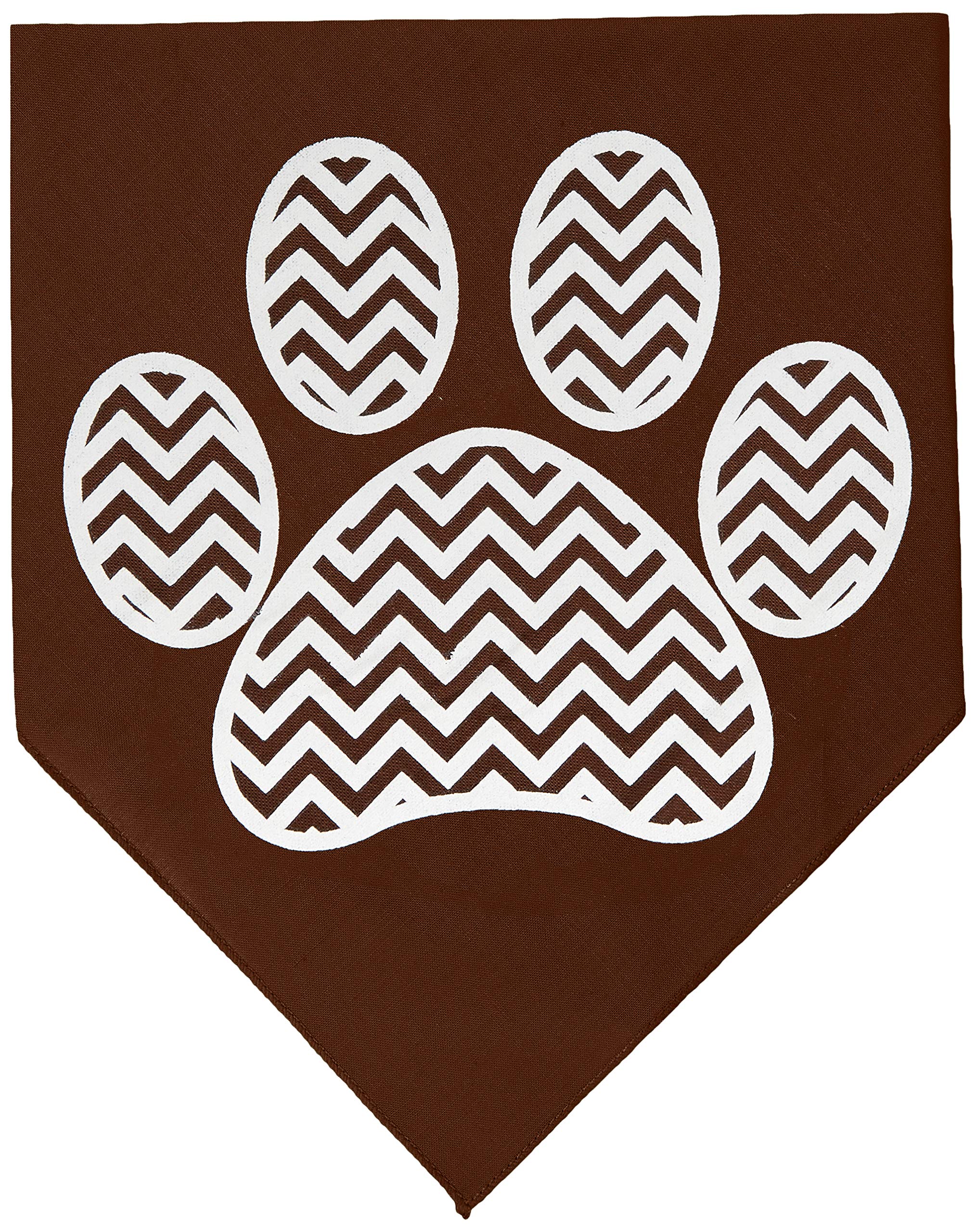 Mirage Pet Products Chevron Paw Screen Print Bandana, Brown, Small