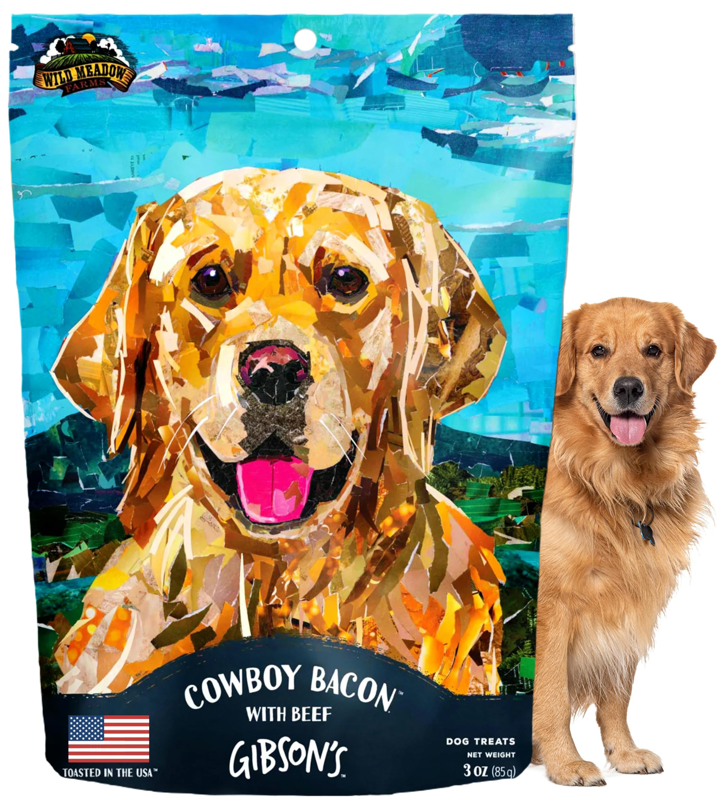 Wild Meadow Farms - Gibsons Cowboy Bacon with Beef, Soft Jerky Dog Treats, Crafted with Real Meat, Aromatic, and Grain-Free for