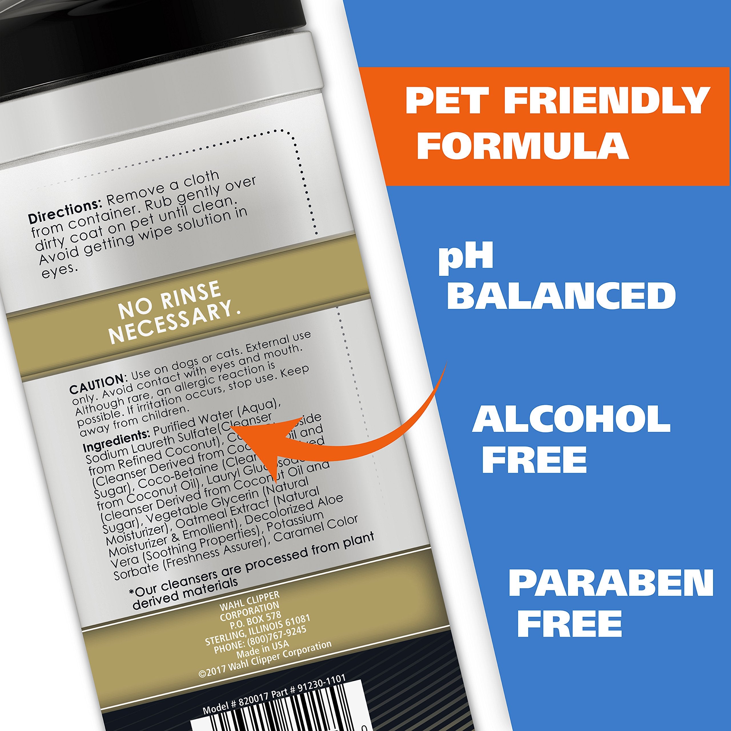 Wahl Usa Pet Refresh Cleaning Wipes For All Dog Breeds - Use On Ears, Nose, Paws, Bottom, & Sensitive Areas - 50 Wipes - Model 820017A