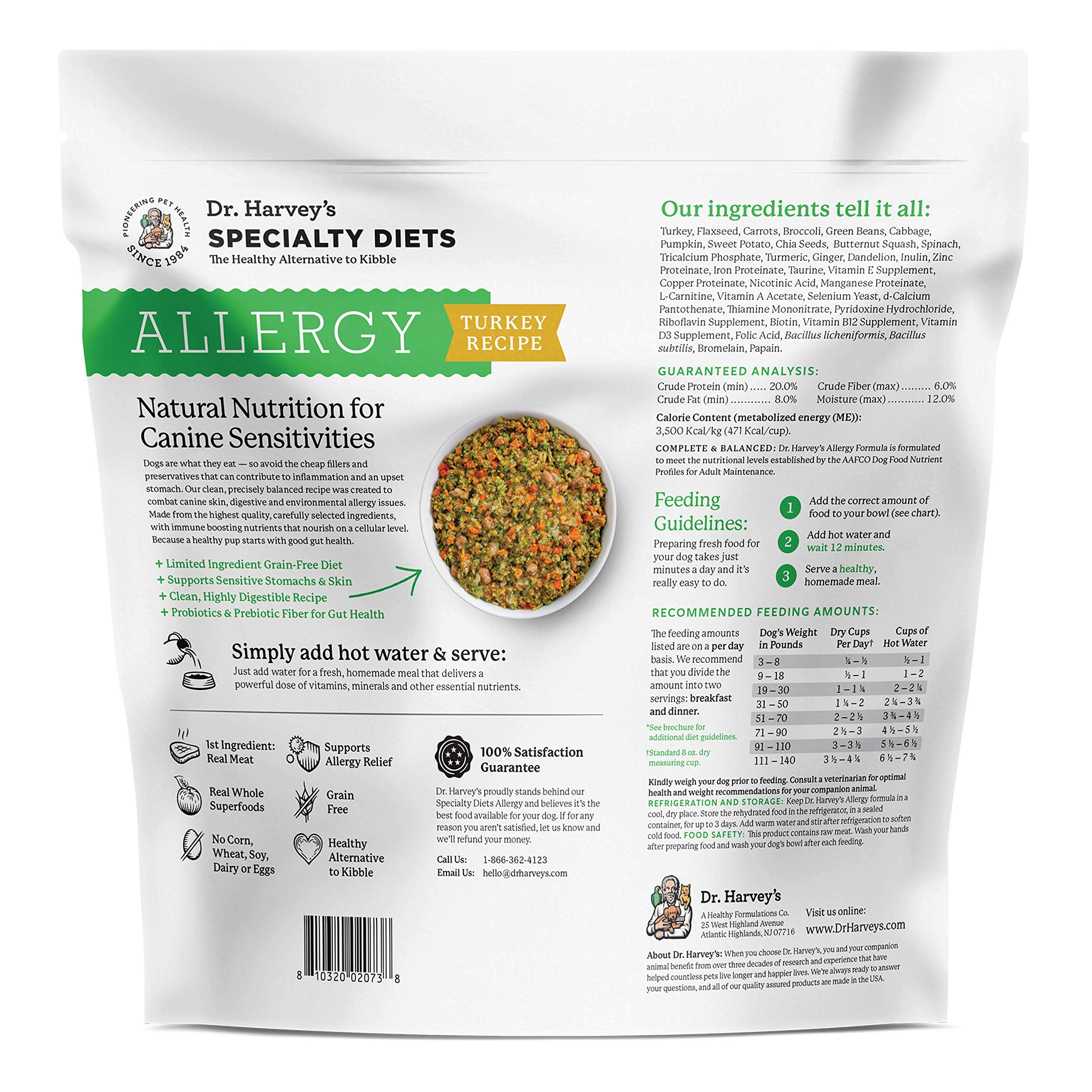 Dr. Harvey's Allergy Turkey Recipe Dog Food - Human Grade, 5 Pounds, for Dogs with Sensitivities and Allergies