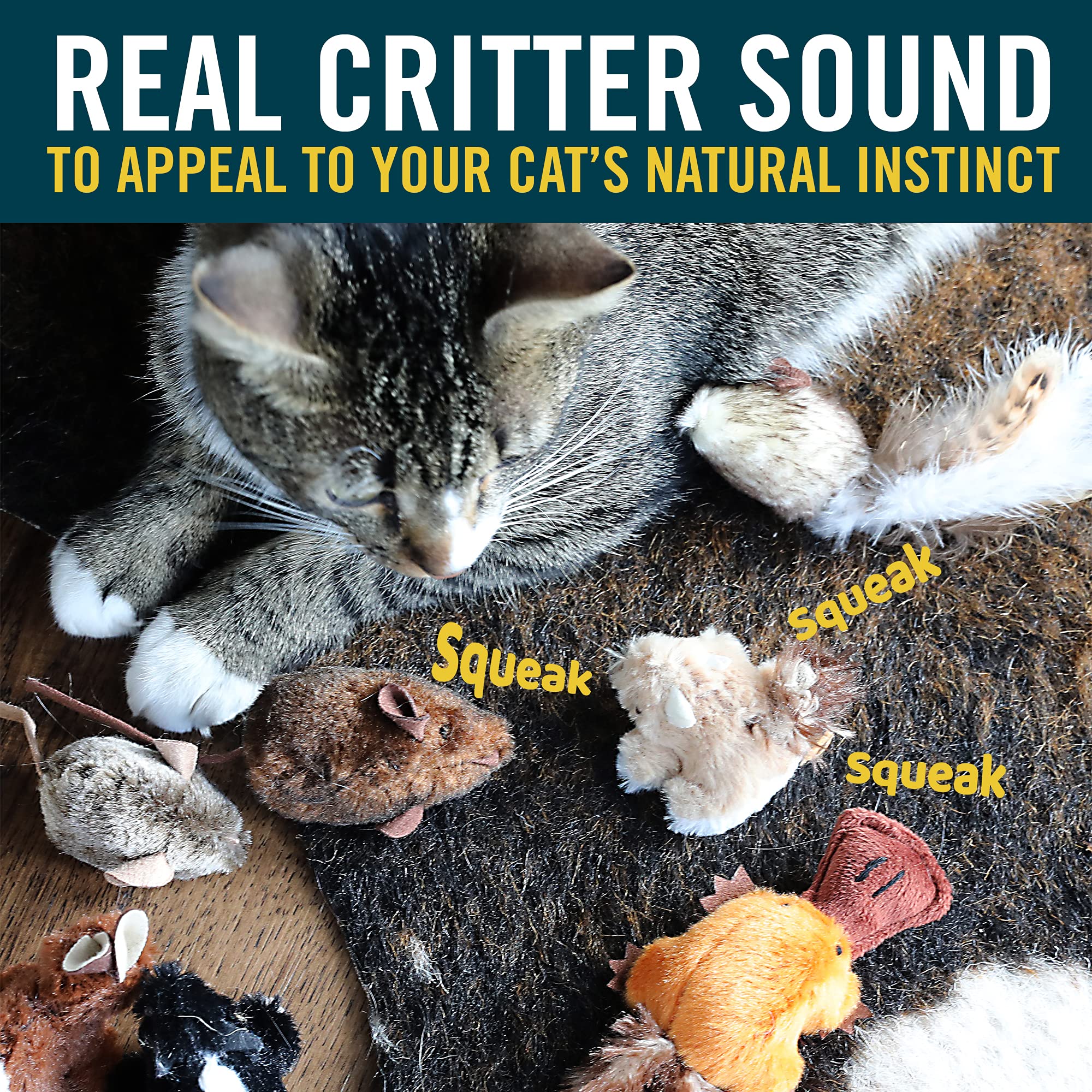 Play-N-Squeak Ourpets Playnsqueak Backyard Cat Toy Squeaking Squirrel, All Breed Sizes