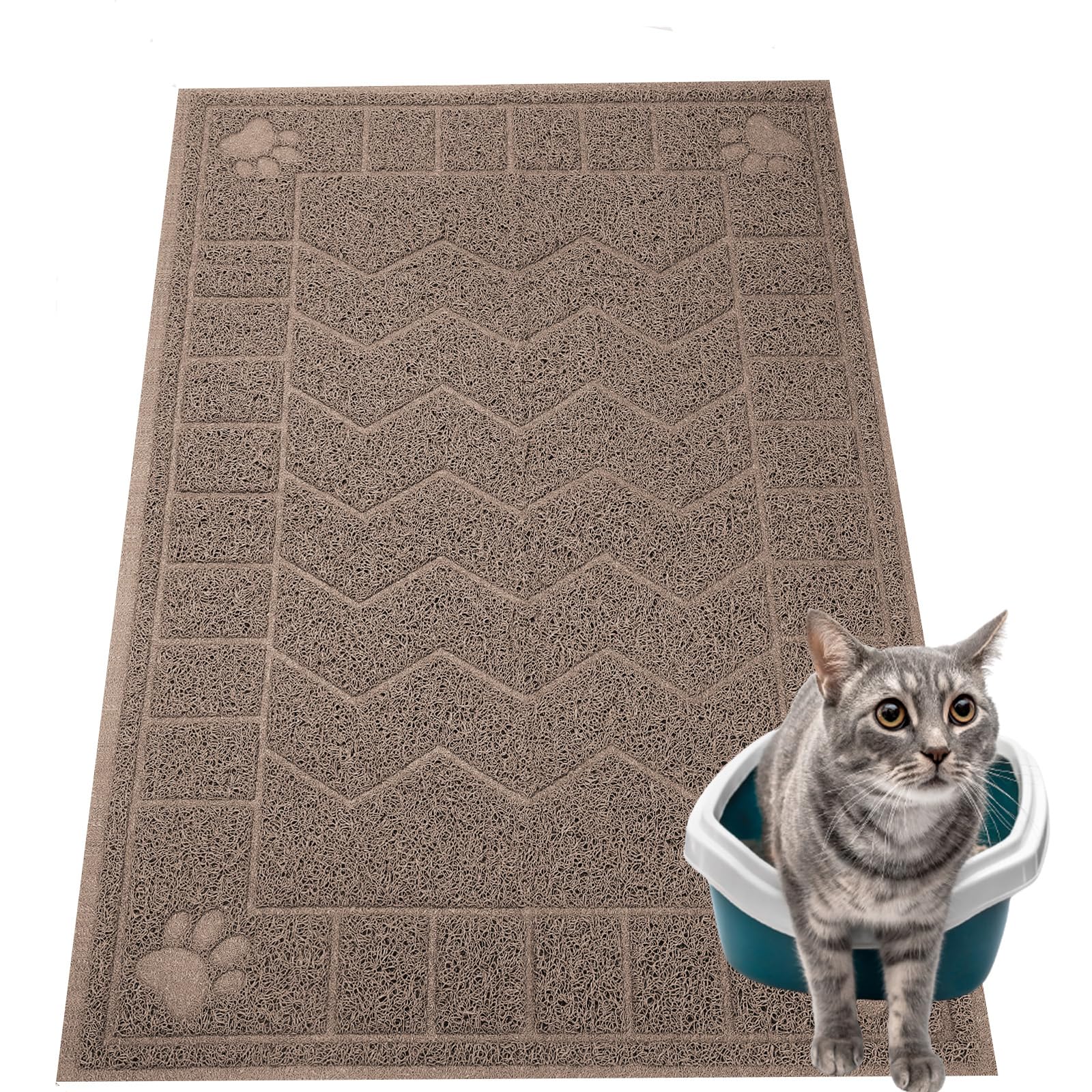 Motsamla Cat Litter Mat, Litter Trapping Mat Soft On Kitty Paws, 35'' X 24'' Kitten Litter Box Mat For Cleaner Floors, Waterproo