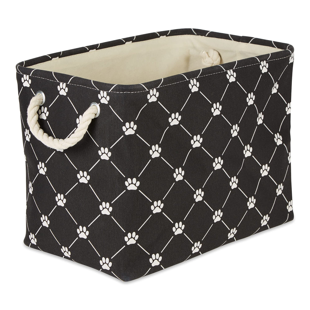 Bone Dry Pet Storage Collection Paw and Bone Print, Medium Rectangle, 16x10x12, Black Trellis