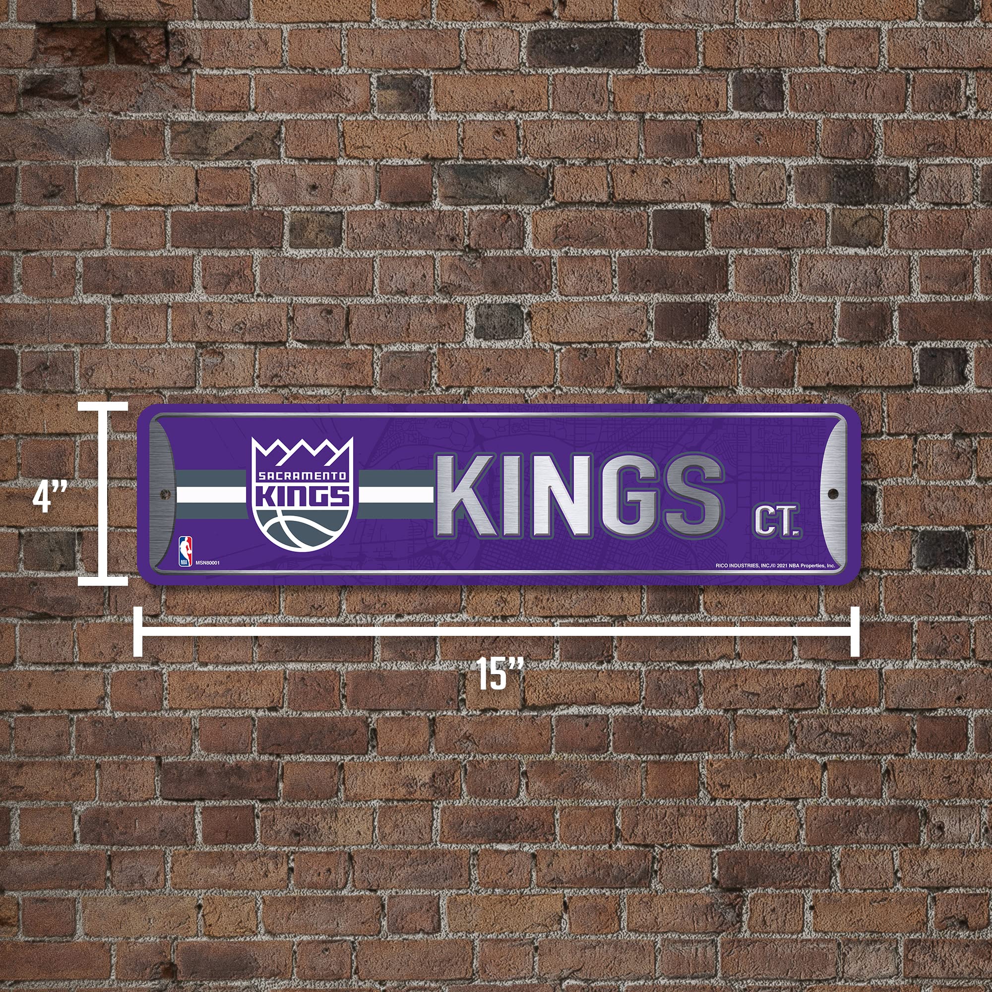 Rico Industries Nba Sacramento Kings Home Dacor Metal Street Sign (4 X 15) - Great For Home, Office, Bedroom,  Man Cave - Made