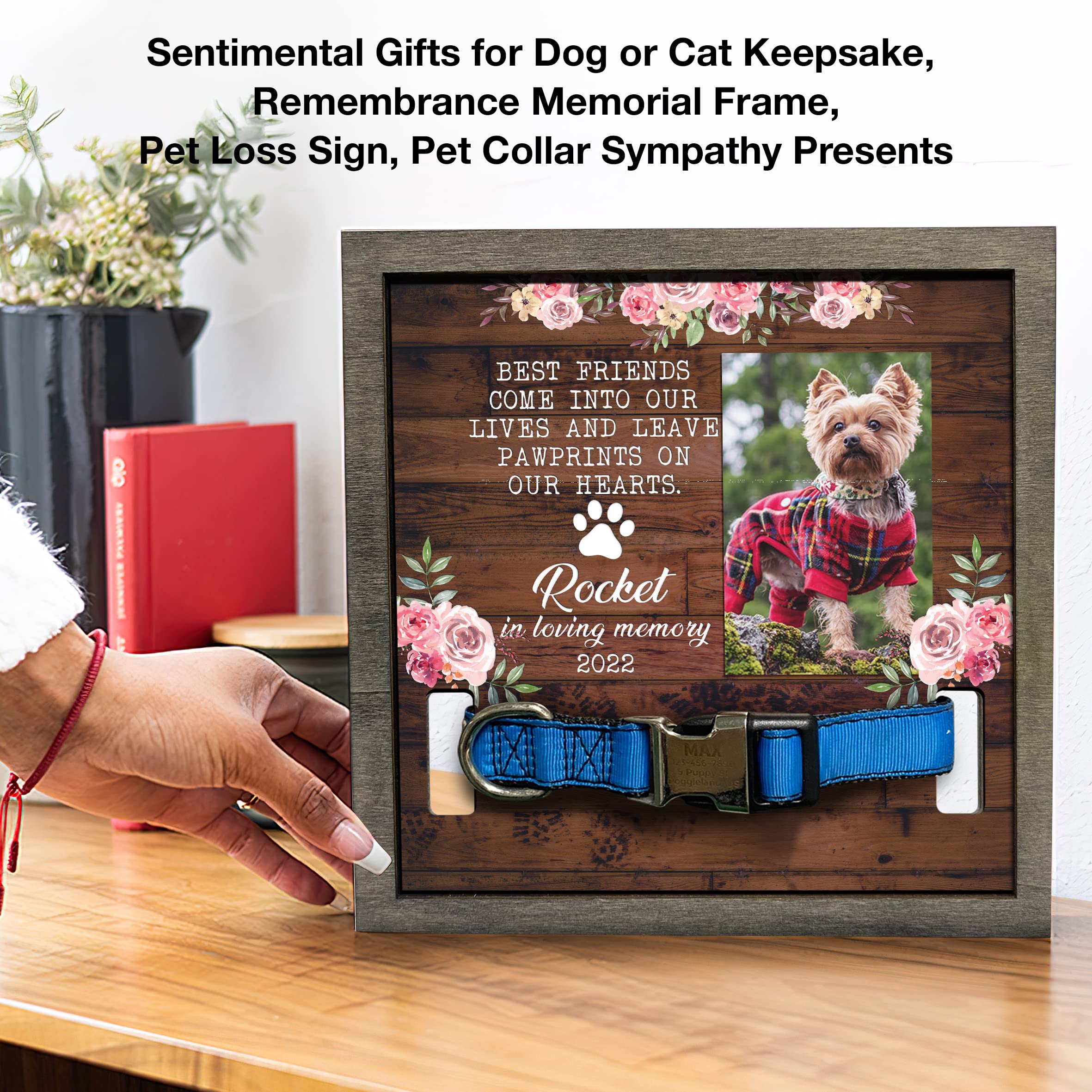 Bfigift Customized Pet Memorial Frame Wood Dog In Picture Deceased Pet Personalized Dog Remembrance Animal Passing Away Wood Gifts Puppy Picture Frames Gifts For Pet Owners Christmas Tabletop Plaque