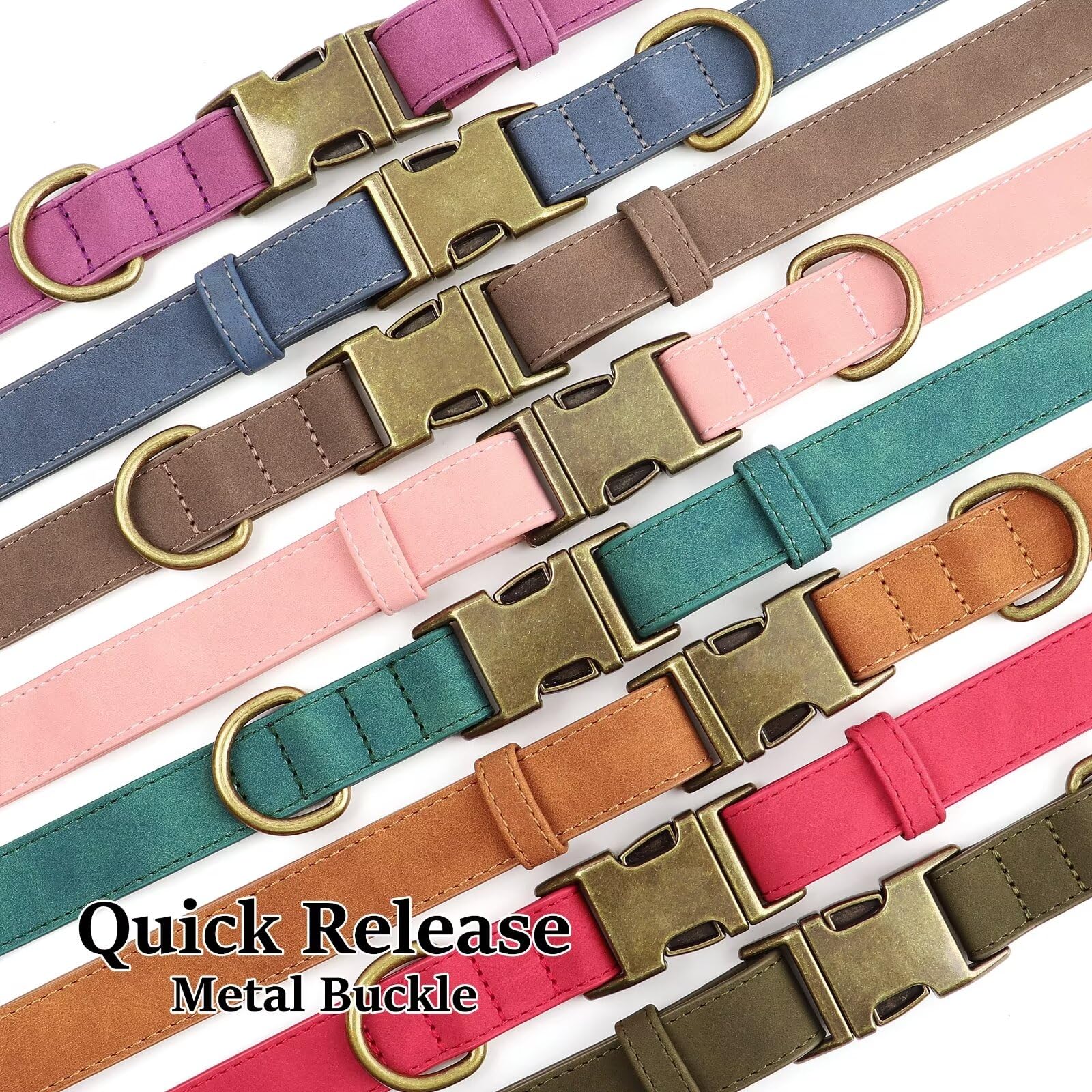 Didog Soft Leather Dog Collar, Durable Quick Released Dog Collars With Metal Buckle, Adjustable Pet Collar Faux Leather For Medi