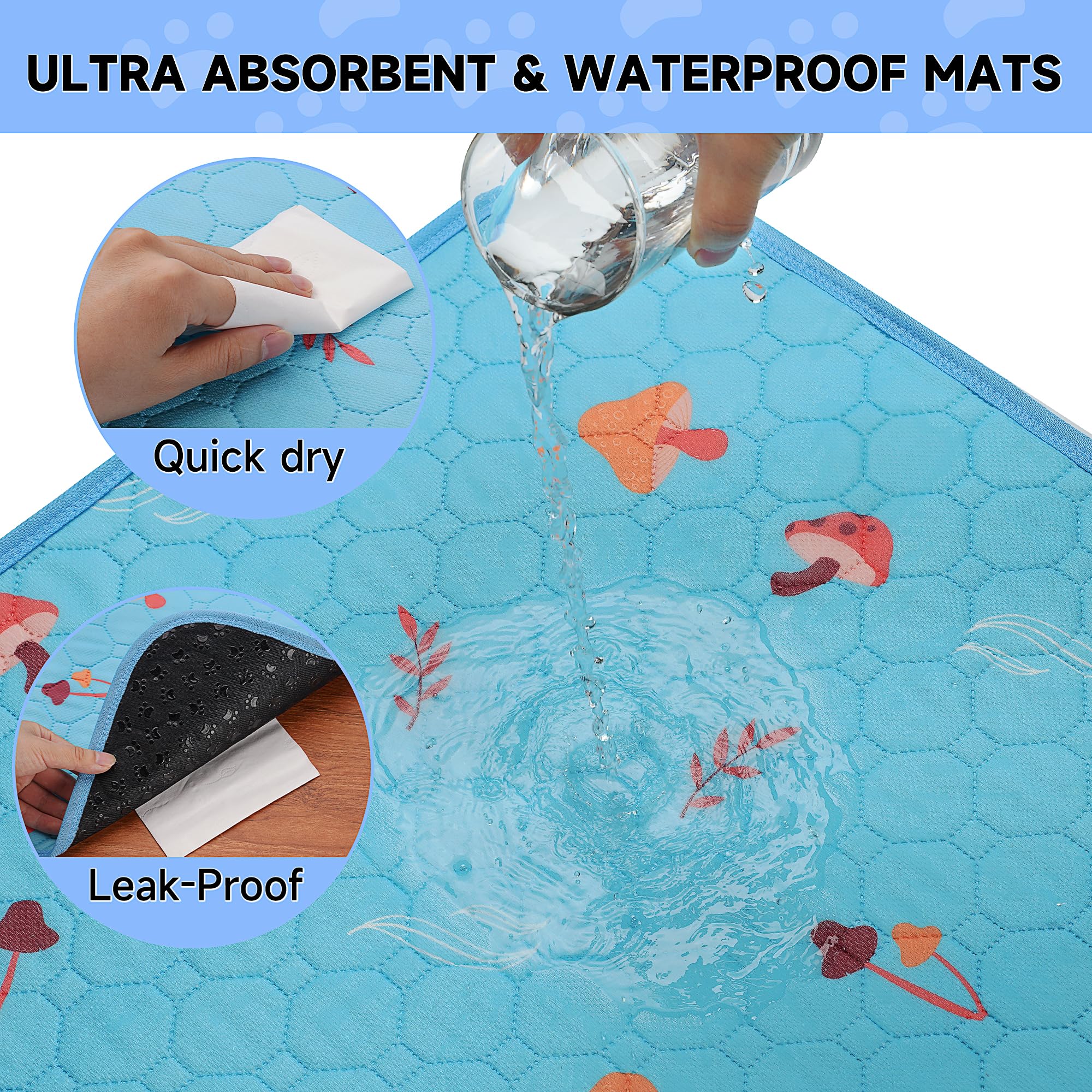 Sunheir Washable Pee Pads for Dogs, 2-Pack Reusable Puppy Pads, Waterproof Non-Slip Wee Wee pad, Absorbent and Leakproof Trainin