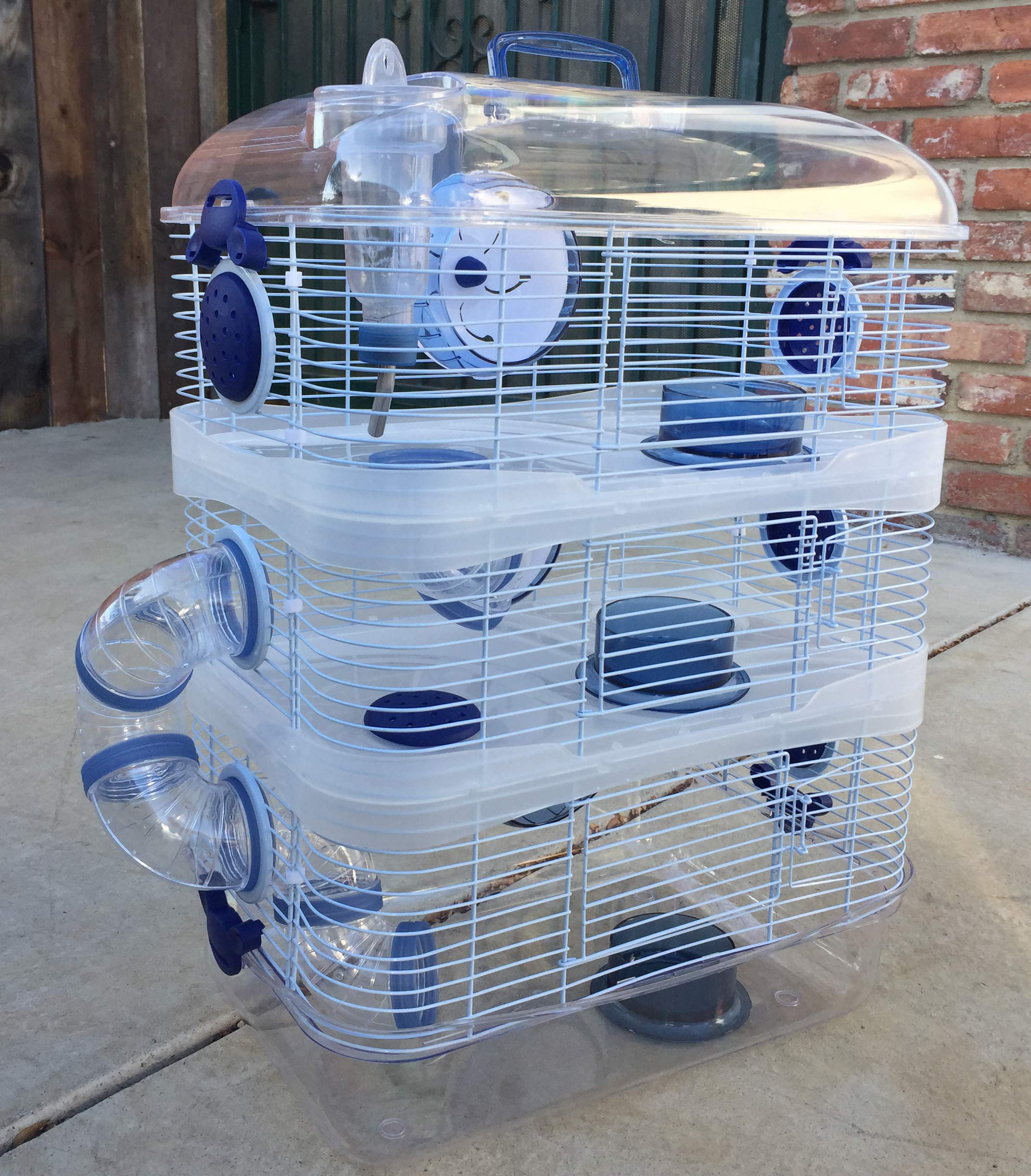 Acrylic Clear Expandable And Customizable 3-Solid Floor Levels Habitat Syrian Hamster Rodent Gerbil Mouse Mice Cage Transparent