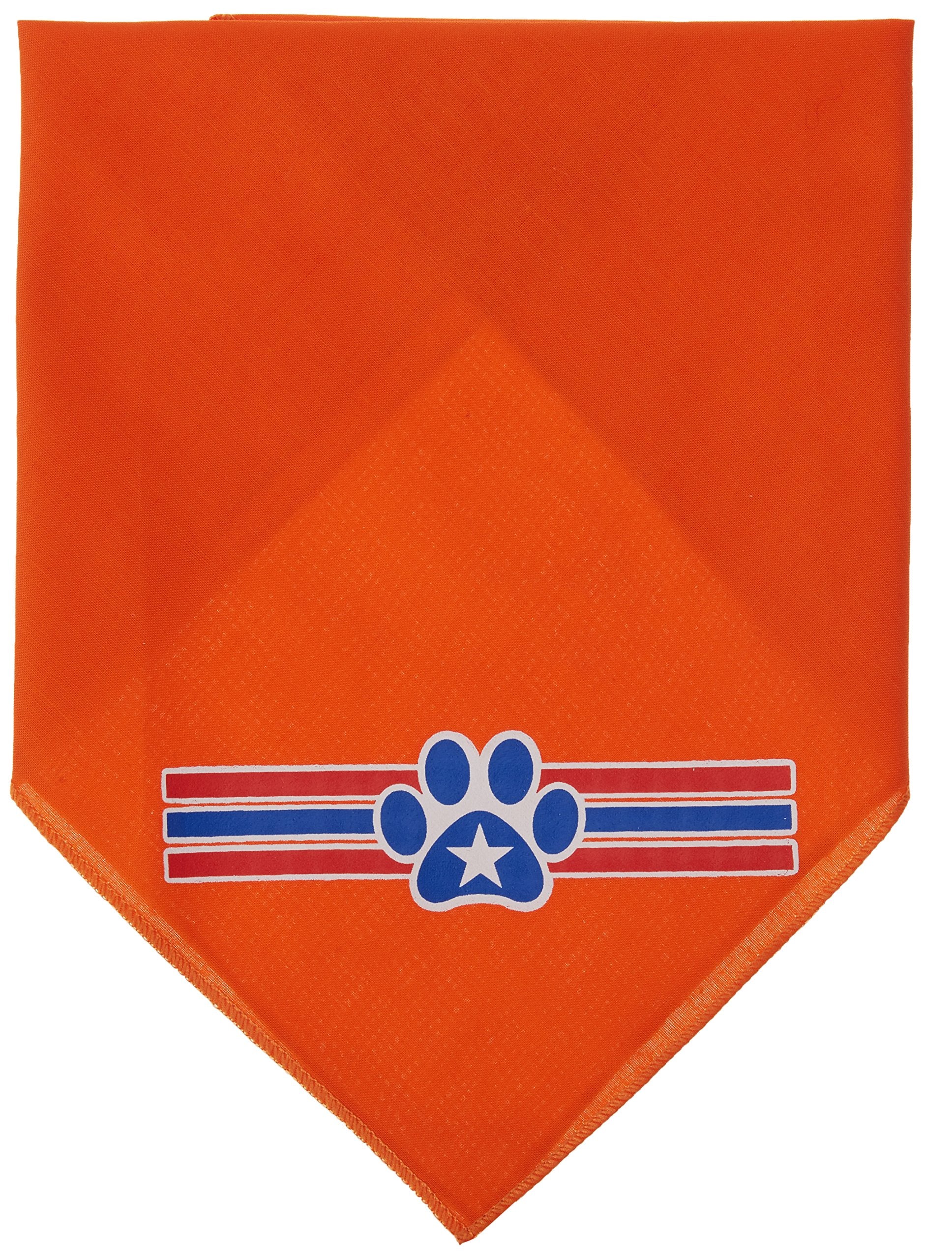 Pet and Dog Bandana Screen Printed, &quot;Patriotic Star Paw&quot; Orange Small