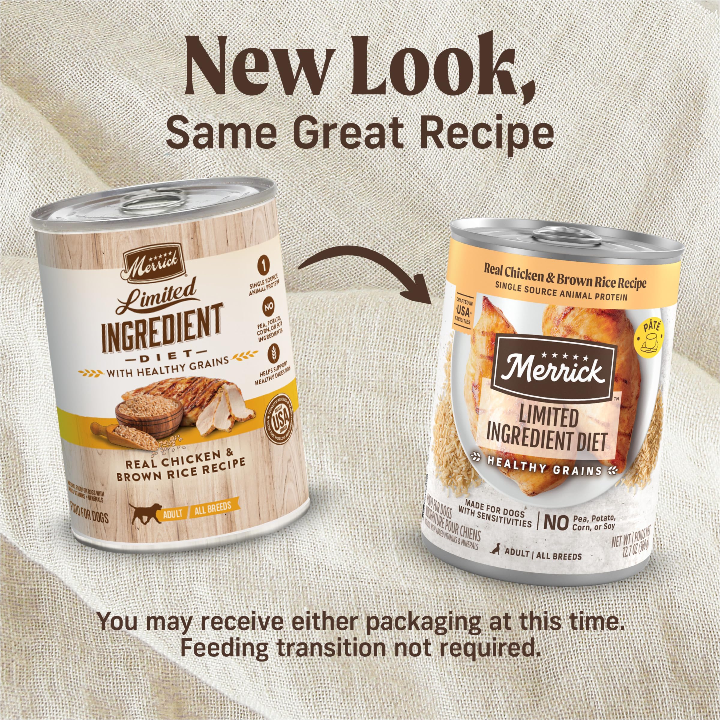 Merrick Limited Ingredient Diet Premium With Healthy Grains Natural Canned Wet Dog Food Chicken And Brown Rice - (Pack of 12) 12